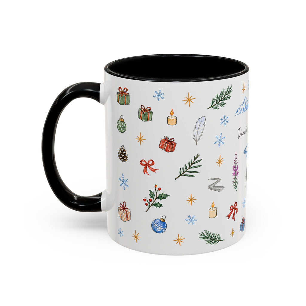 Denali National Park Christmas Mug | Watercolor Travel Souvenir | Holiday Gift | Accent Ceramic Coffee Cup 11oz 15oz