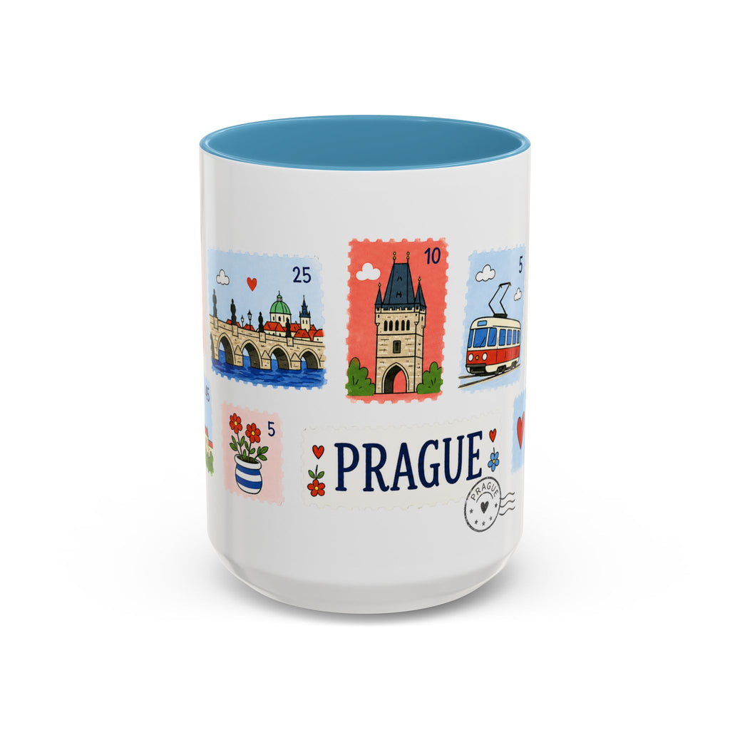 Prague Coffee Mug | Postage Stamp Collage Mug | Travel Souvenir Accent Cup 11oz 15oz