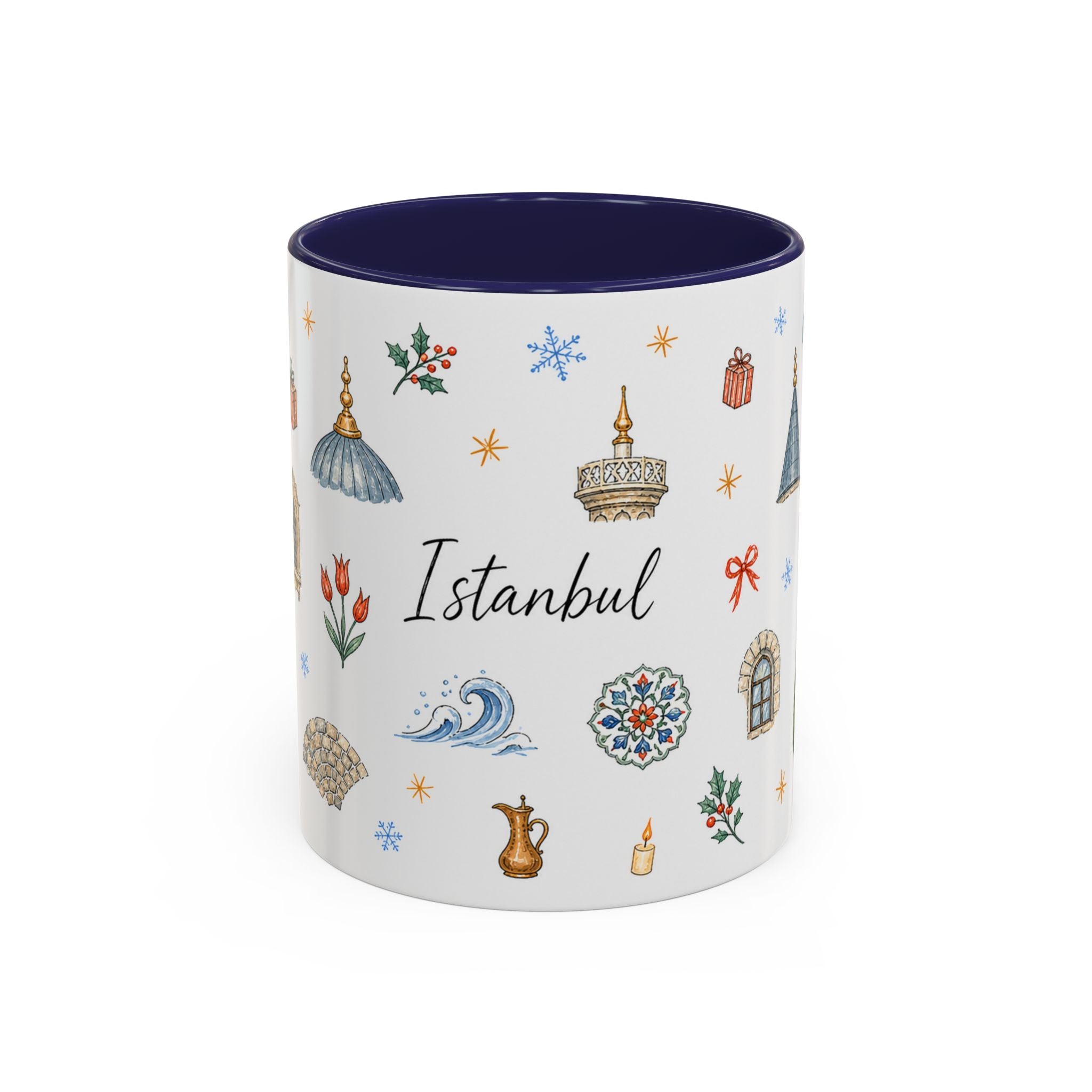 Istanbul Christmas Mug | Watercolor Travel Souvenir | Holiday Gift | Accent Ceramic Coffee Cup 11oz 15oz