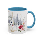 New York State Map Mug | Botanical Rose Accents, Long Distance Friendship Gift