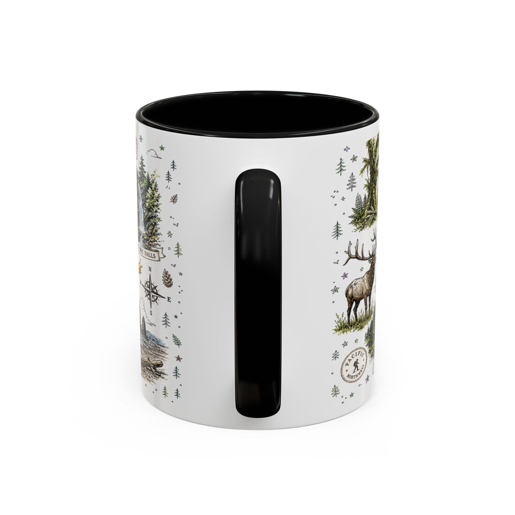 Olympic Coffee Mug | National Park Hiking Rainforest Gift | Accent Color Ceramic 11oz 15oz