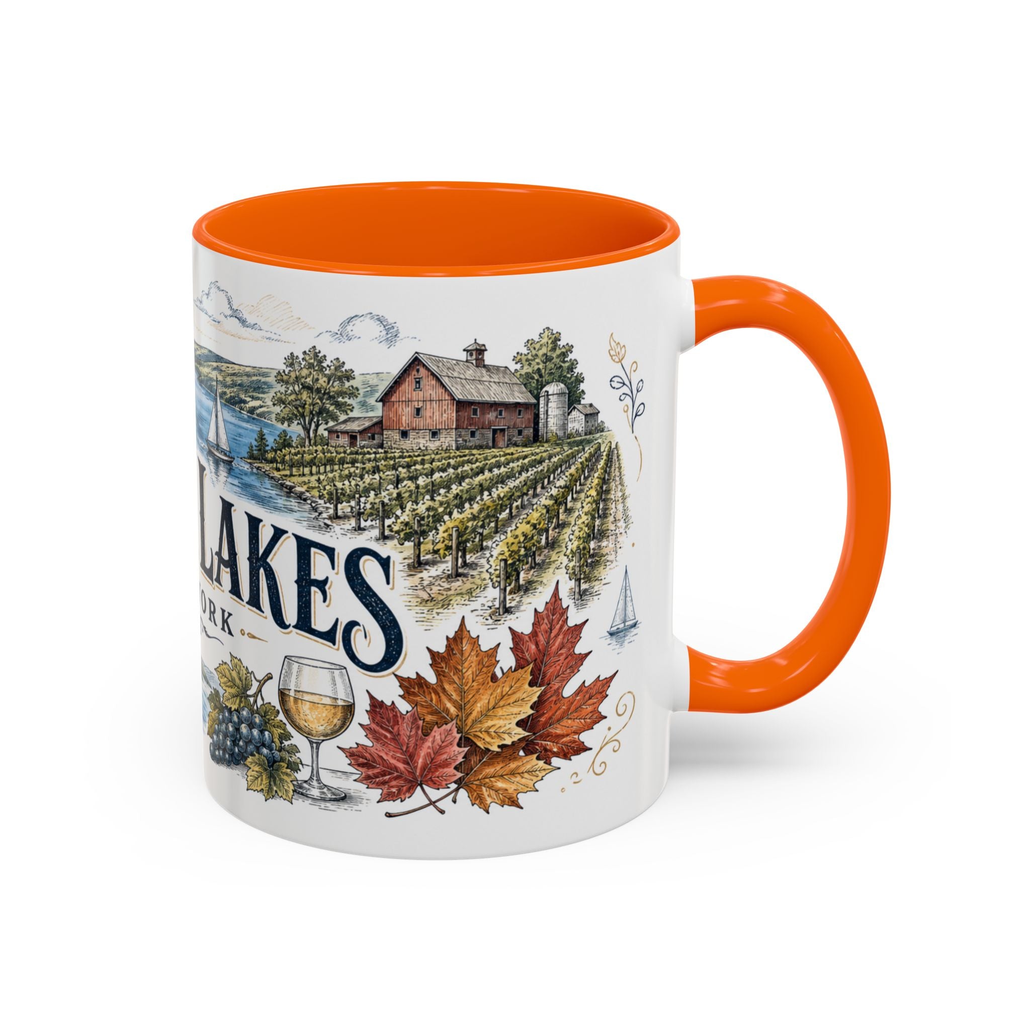 Finger Lakes Mug, New York Travel Souvenir, Bucket List Gift, Accent Ceramic Coffee Mug 11oz 15oz