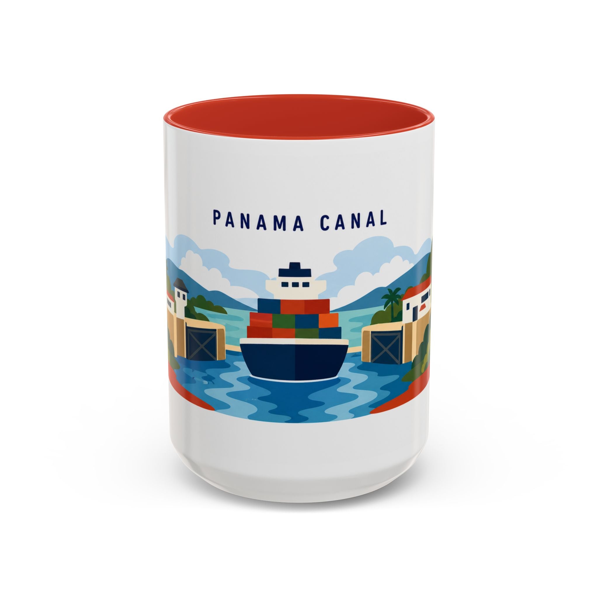 Panama Canal Coffee Mug | Travel Destination Souvenir Gift | Accent Color Ceramic 11oz 15oz