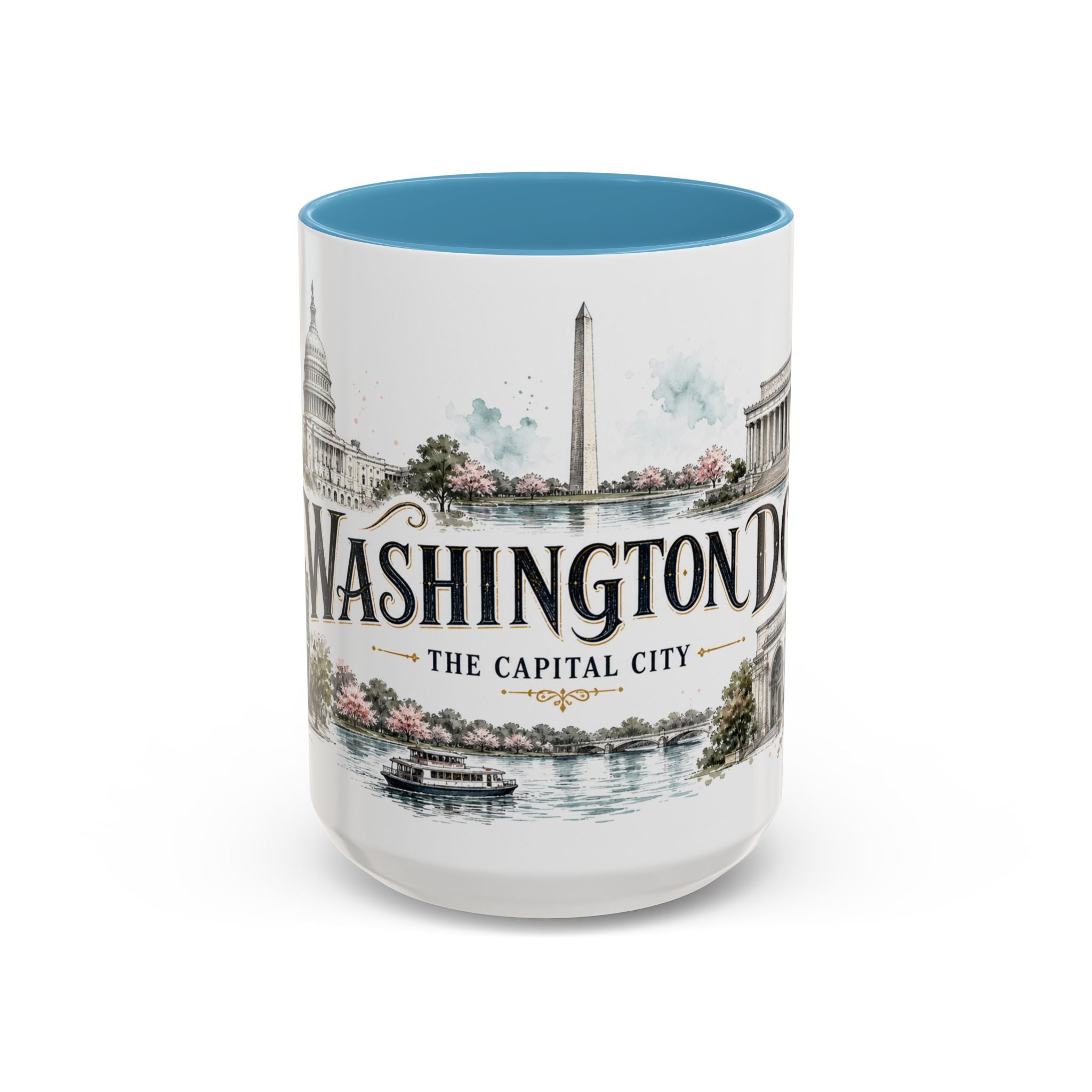 Washington DC Coffee Mug | United States Travel Souvenir | Vintage Illustrated City Gift | 11 oz 15 oz Accent Mug