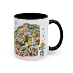 Positano Illustrated Travel Mug | Italy Souvenir Accent Coffee Mug | 11oz 15oz Ceramic Cup