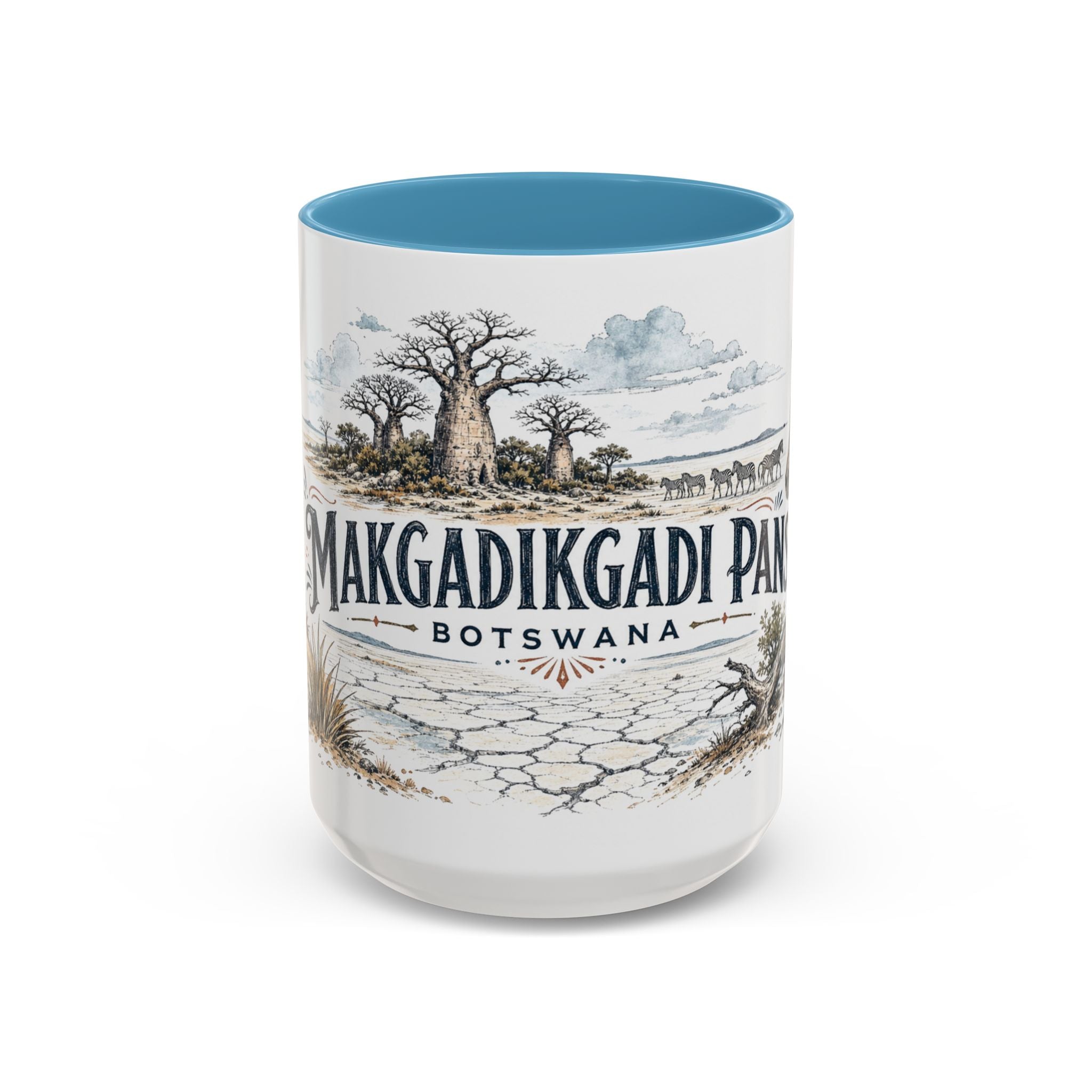 Makgadikgadi Pans Mug, Botswana Travel Souvenir, Bucket List Gift, Accent Ceramic Coffee Mug 11oz 15oz