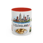 Cleveland Illustrated Travel Mug | City Souvenir Accent Coffee Mug | 11oz 15oz Ceramic Cup
