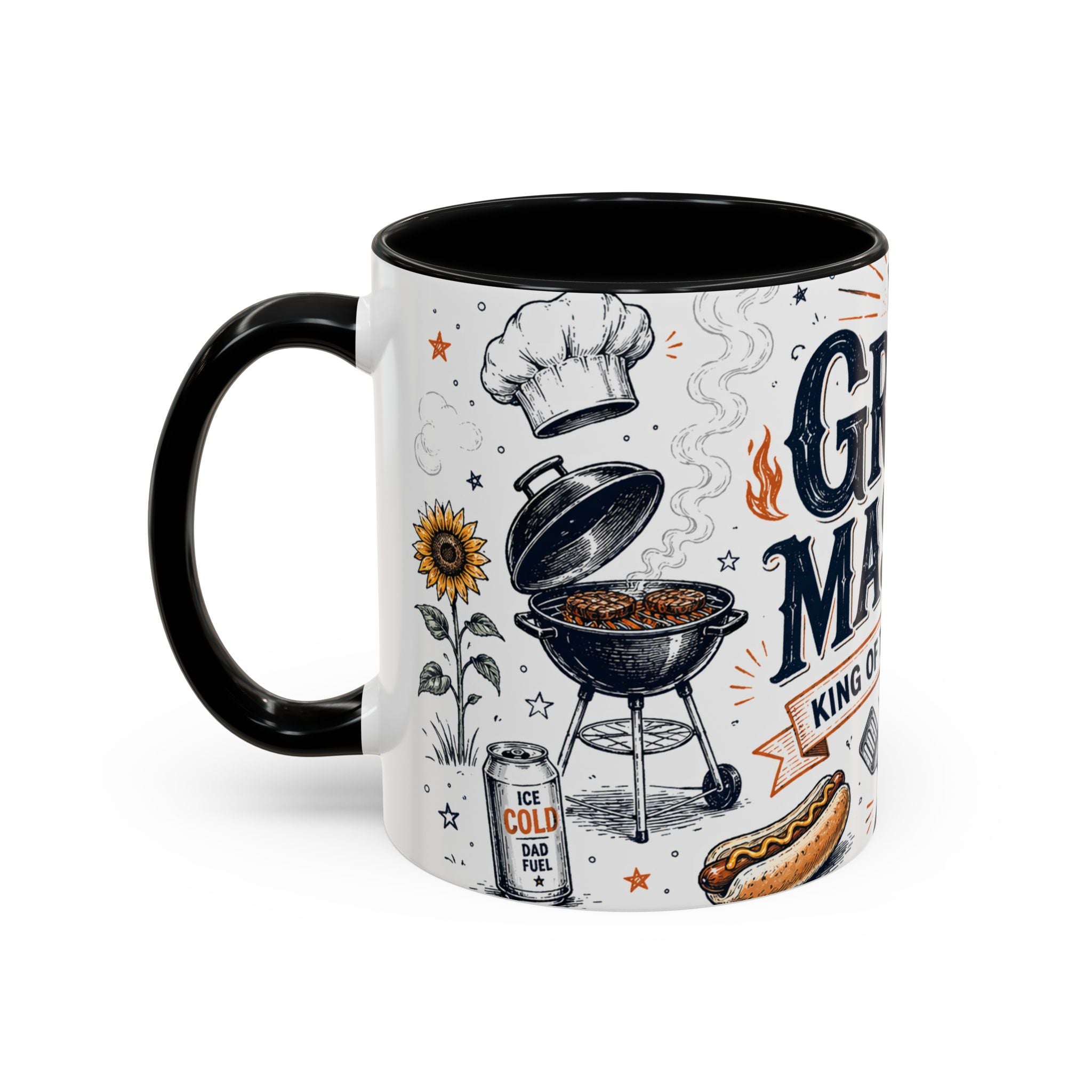 Grill Master Coffee Mug | Father's Day Gift for Dad | Accent Color Ceramic 11oz 15oz