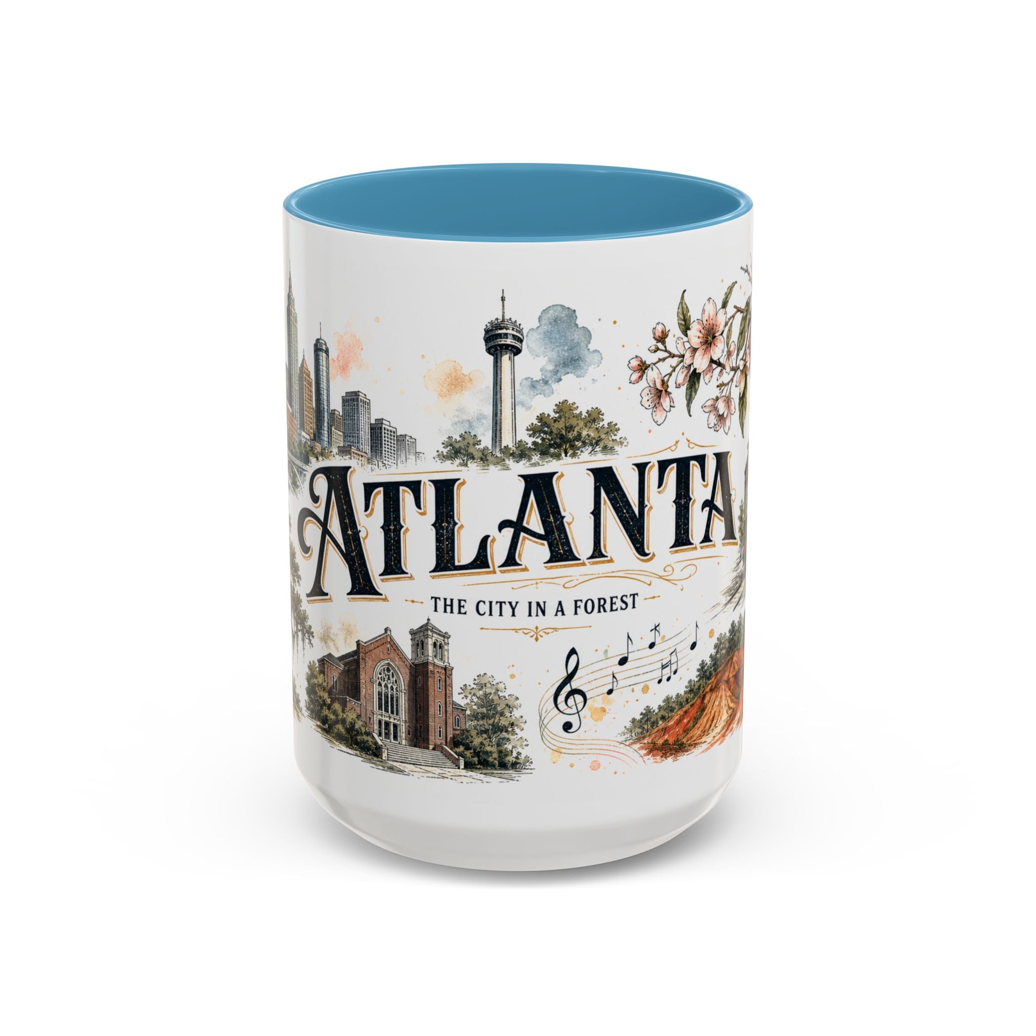 Atlanta Coffee Mug | United States Travel Souvenir | Vintage Illustrated City Gift | 11 oz 15 oz Accent Mug