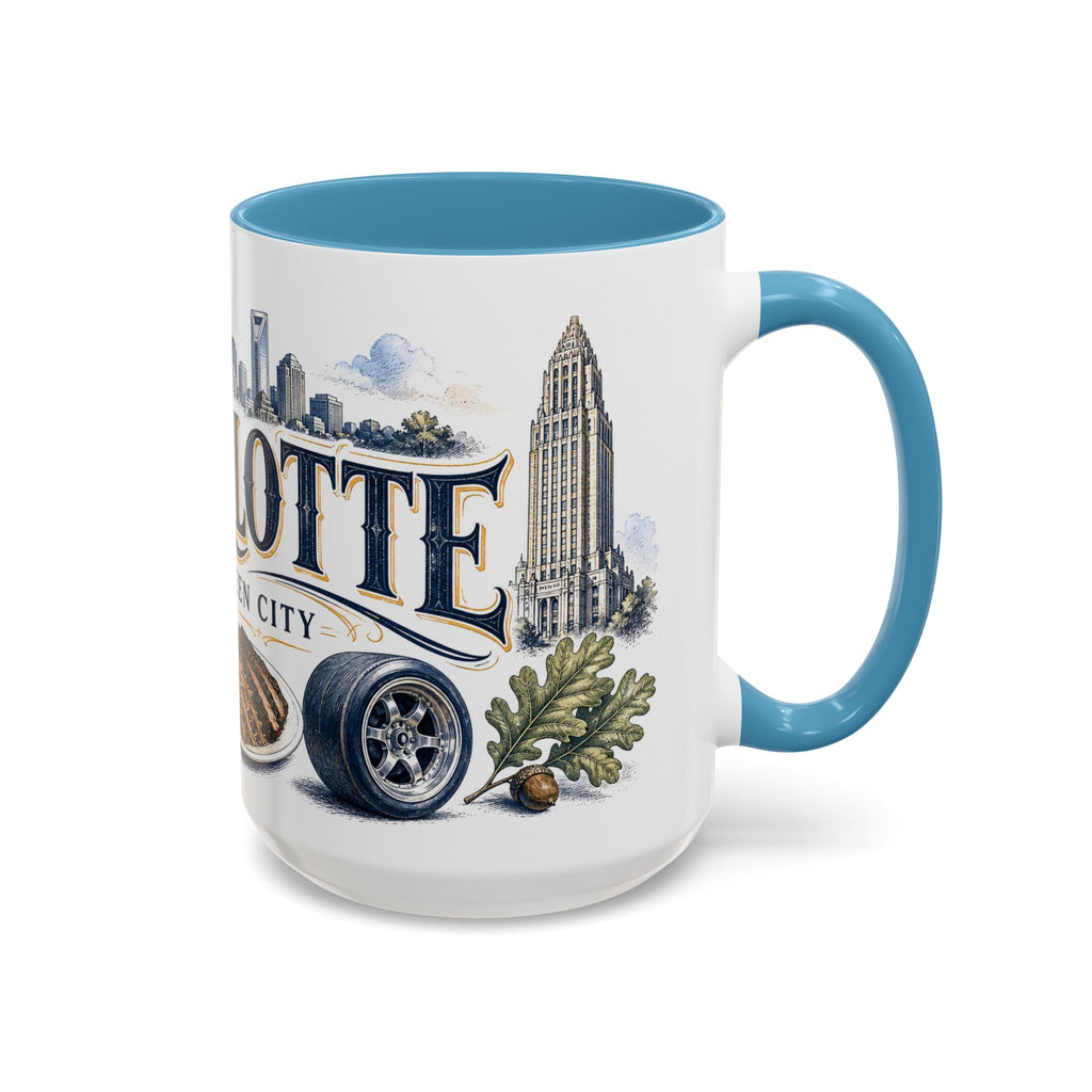 Charlotte Coffee Mug | United States Travel Souvenir | Vintage Illustrated City Gift | 11 oz 15 oz Accent Mug