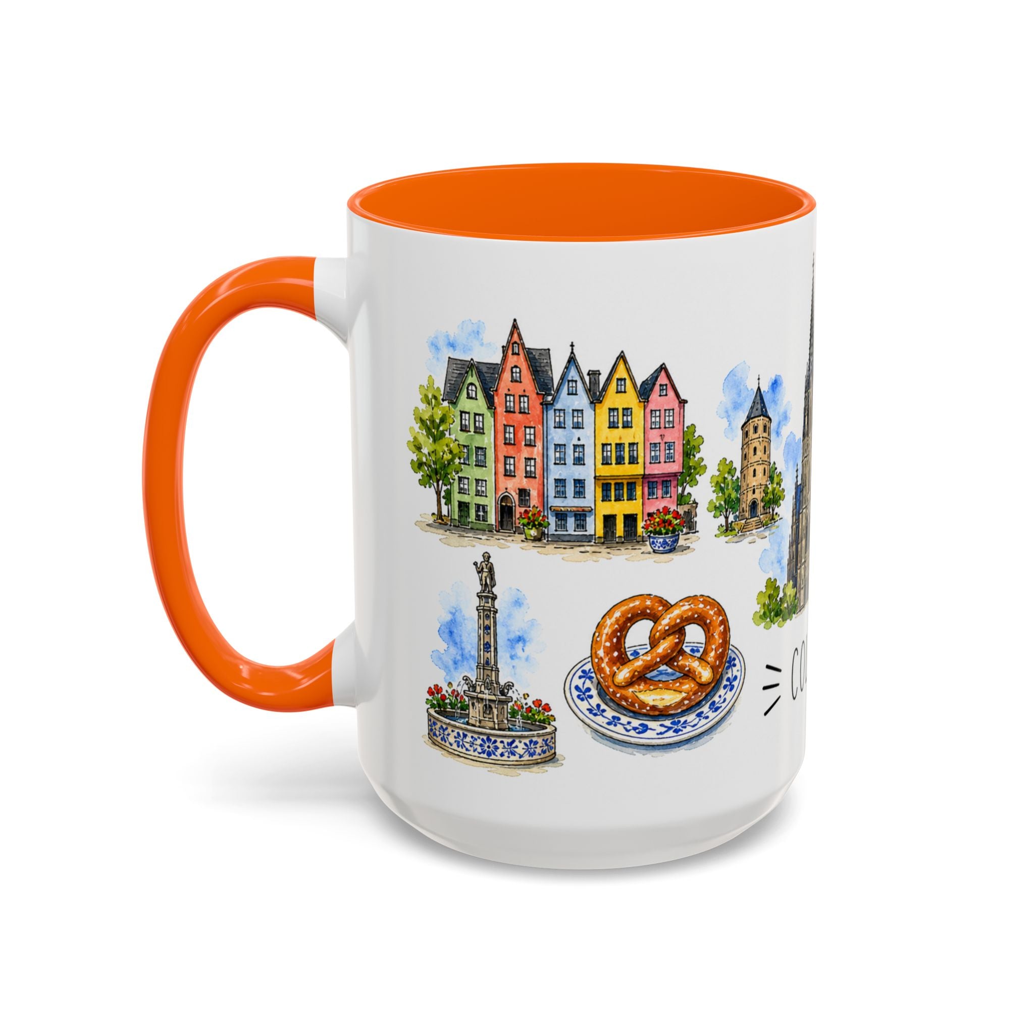 Cologne Illustrated Travel Mug | City Souvenir Accent Coffee Mug | 11oz 15oz Ceramic Cup