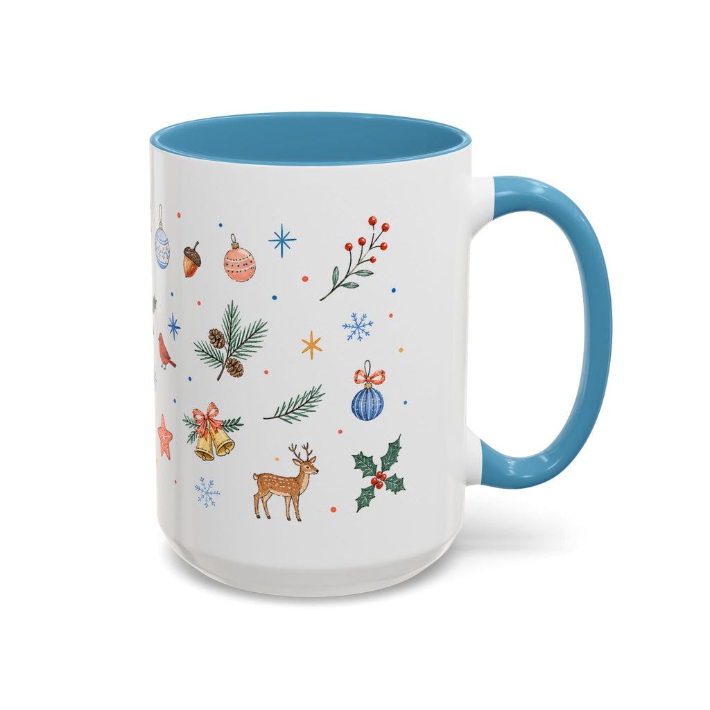 Woodland Christmas Mug | Deer Bird Watercolor Holiday Gift | Accent Cup 11oz 15oz