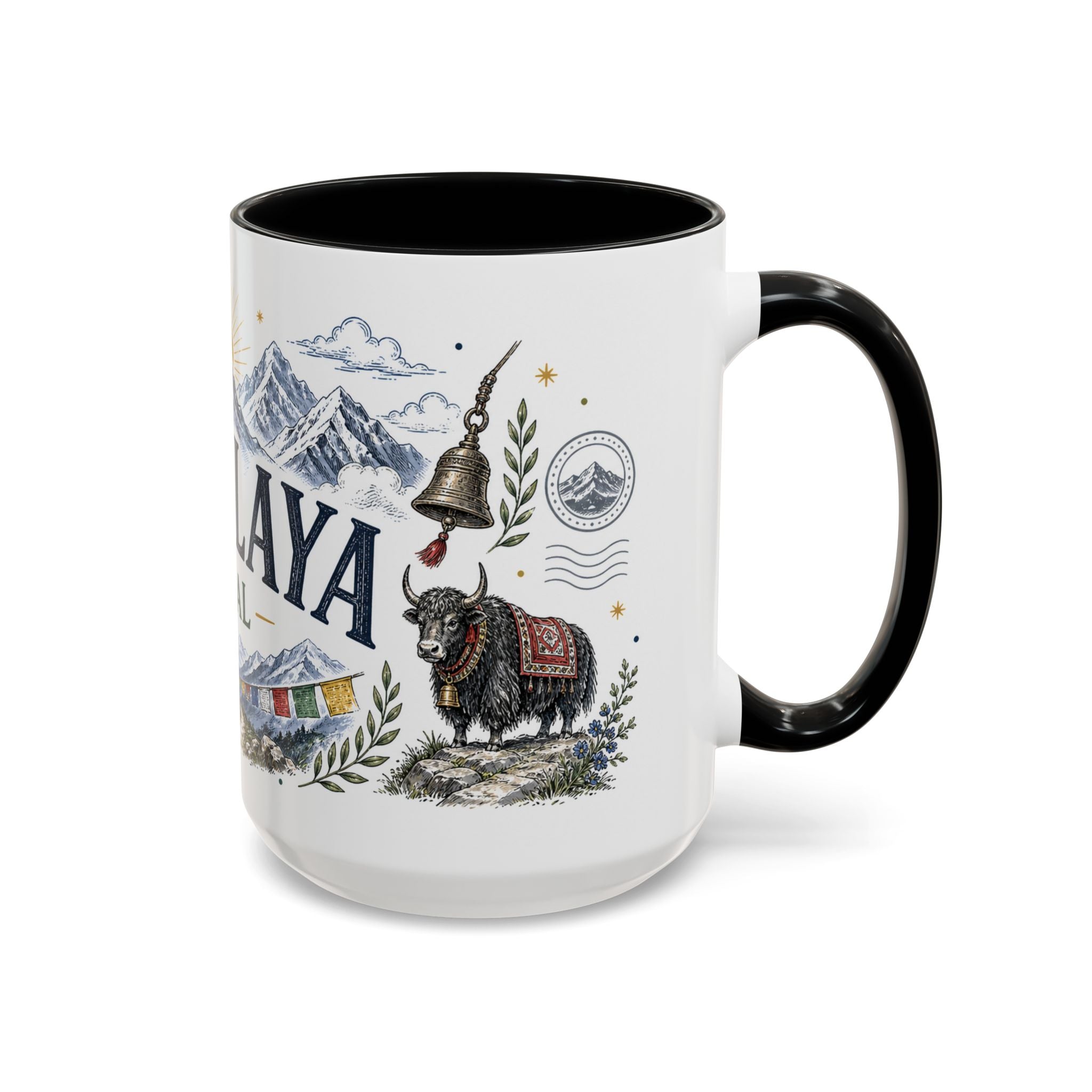 Himalaya Coffee Mug | Travel Destination Souvenir Gift | Accent Color Ceramic 11oz 15oz