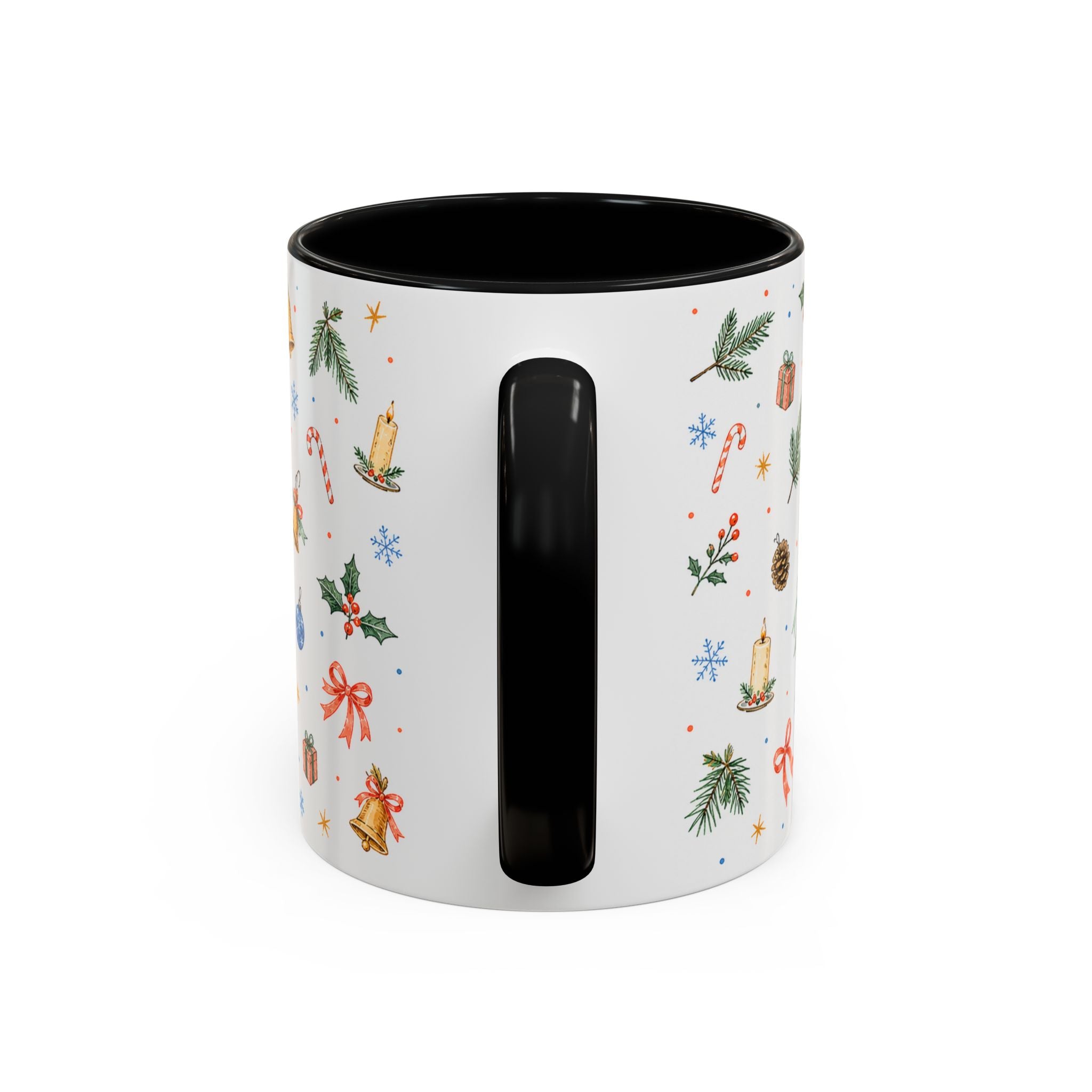 Christmas Bell Mug | Ribbon Gift Watercolor Holiday Cup | Accent Coffee Mug 11oz 15oz