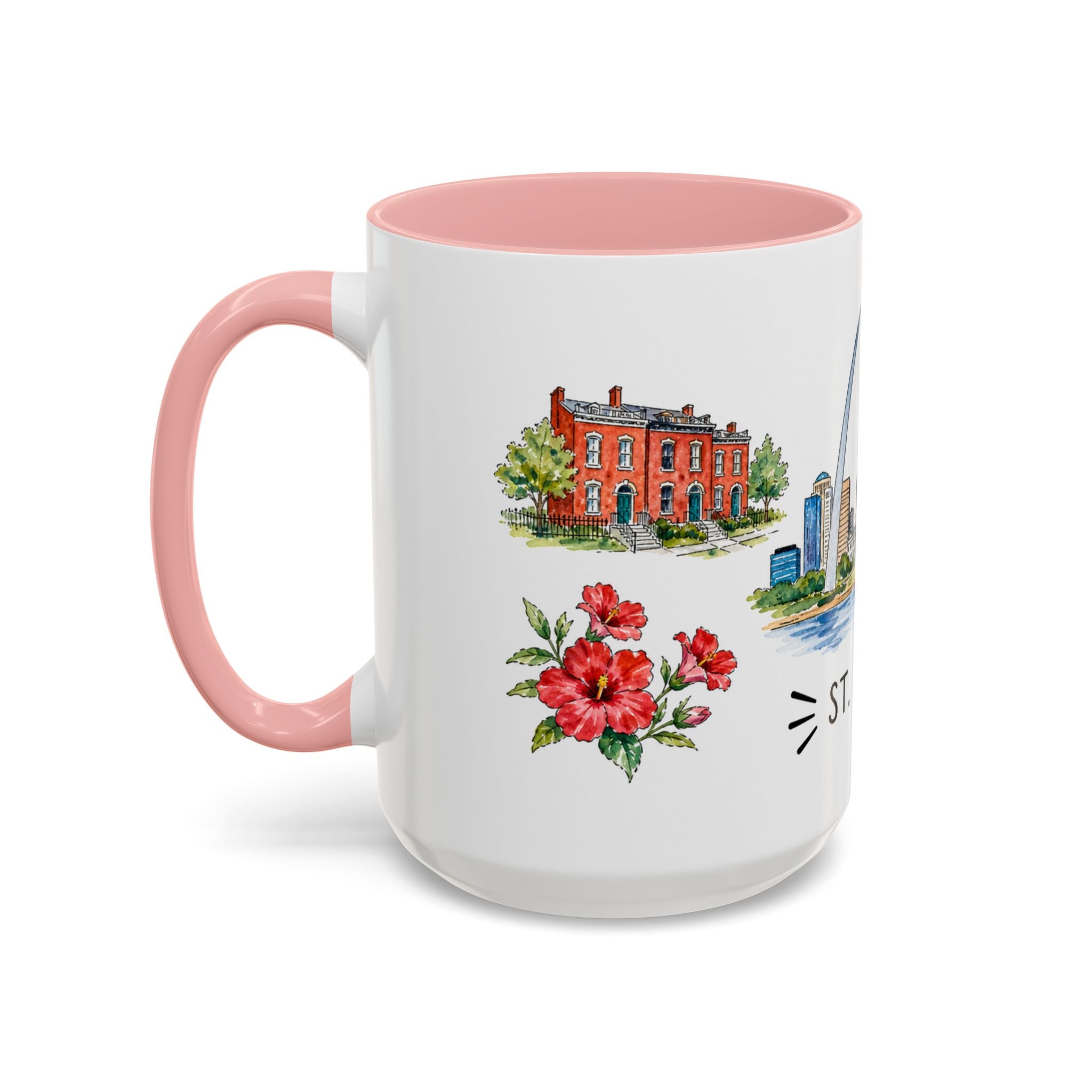 St. Louis Illustrated Travel Mug | City Souvenir Accent Coffee Mug | 11oz 15oz Ceramic Cup