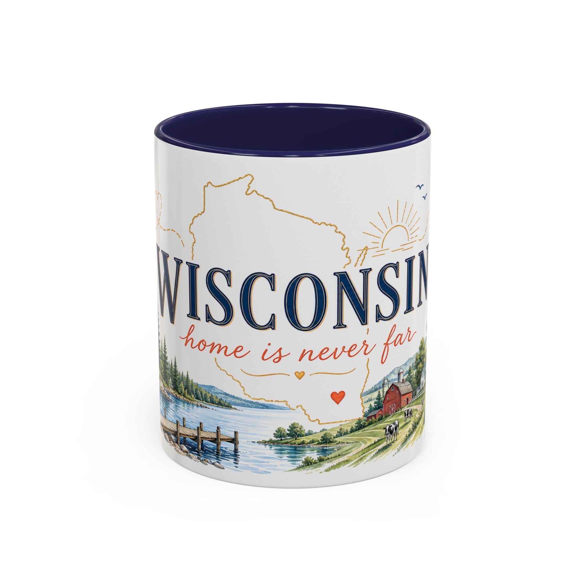 Wisconsin Home State Mug | Moving Away Gift | Long Distance Friendship Coffee Cup | 11oz 15oz Accent Mug