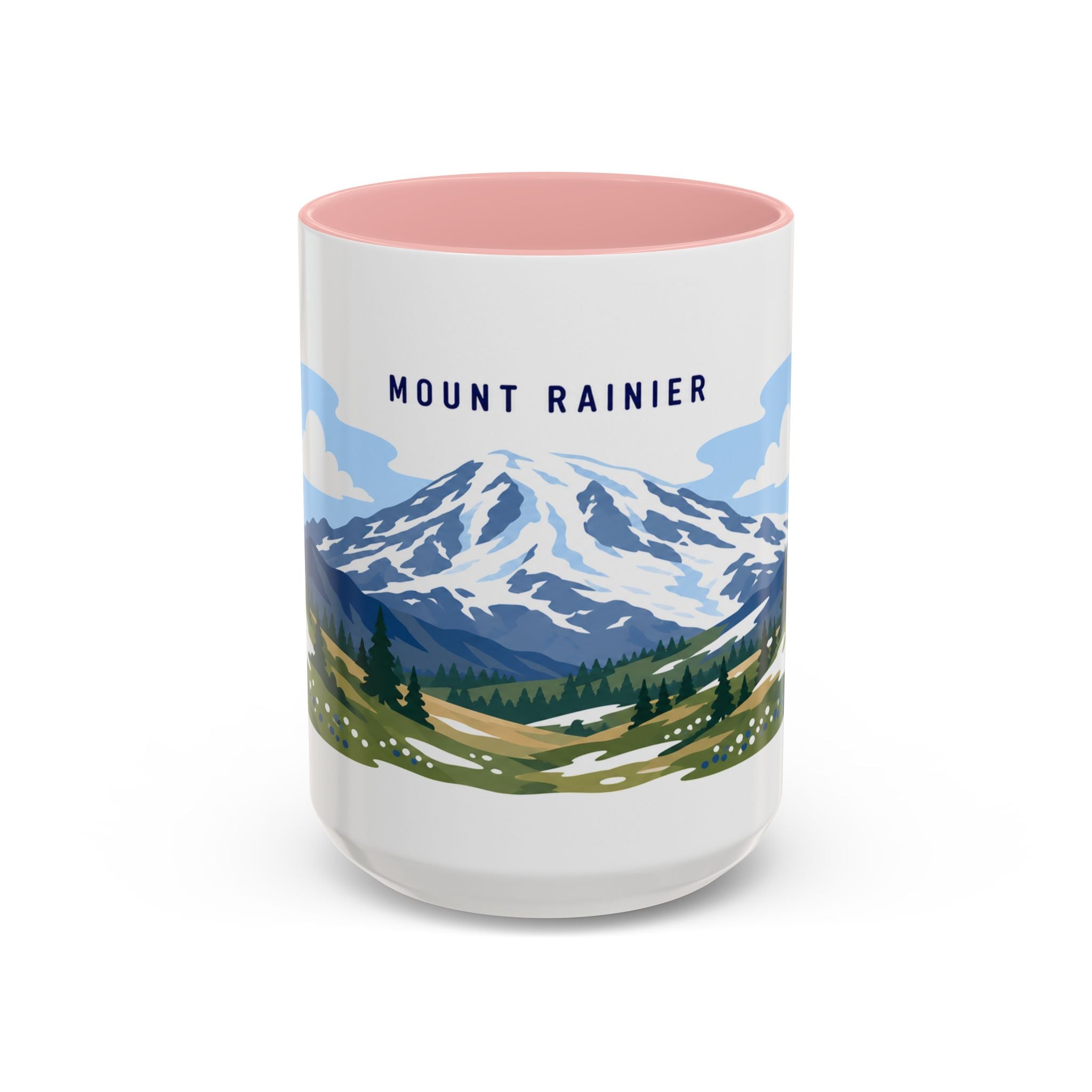 Mount Rainier National Park Coffee Mug | Solid Color Block Park Souvenir | 11oz 15oz Accent Mug