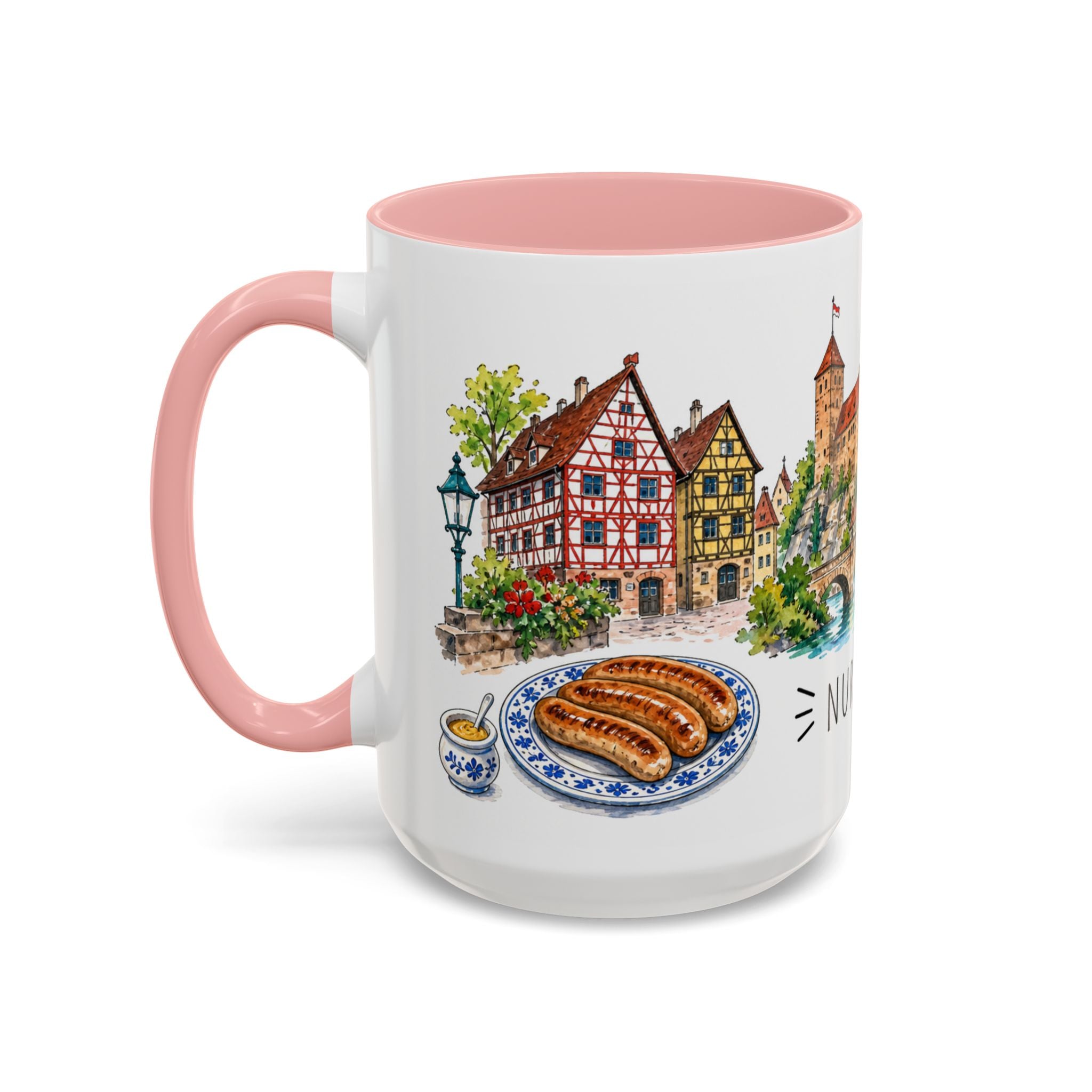 Nuremberg Illustrated Travel Mug | City Souvenir Accent Coffee Mug | 11oz 15oz Ceramic Cup