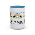 Vienna Coffee Mug | Postage Stamp Collage Mug | Travel Souvenir Accent Cup 11oz 15oz