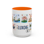 Luxor Coffee Mug | Postage Stamp Collage Mug | Travel Souvenir Accent Cup 11oz 15oz