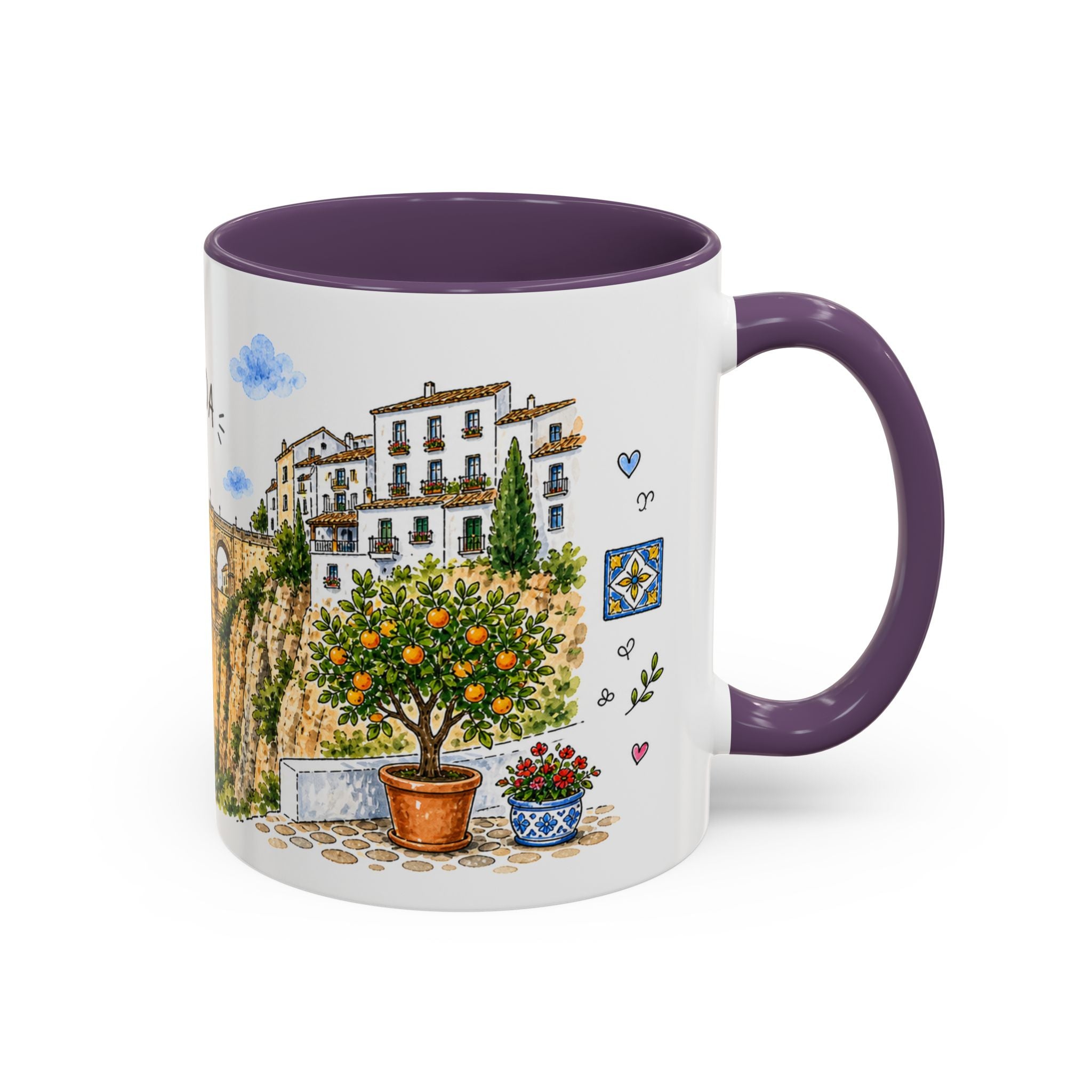 Ronda Illustrated Travel Mug | Spain Souvenir Accent Coffee Mug | 11oz 15oz Ceramic Cup