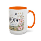 North Dakota State Map Mug | Prairie Rose Botanical Accent Coffee Cup