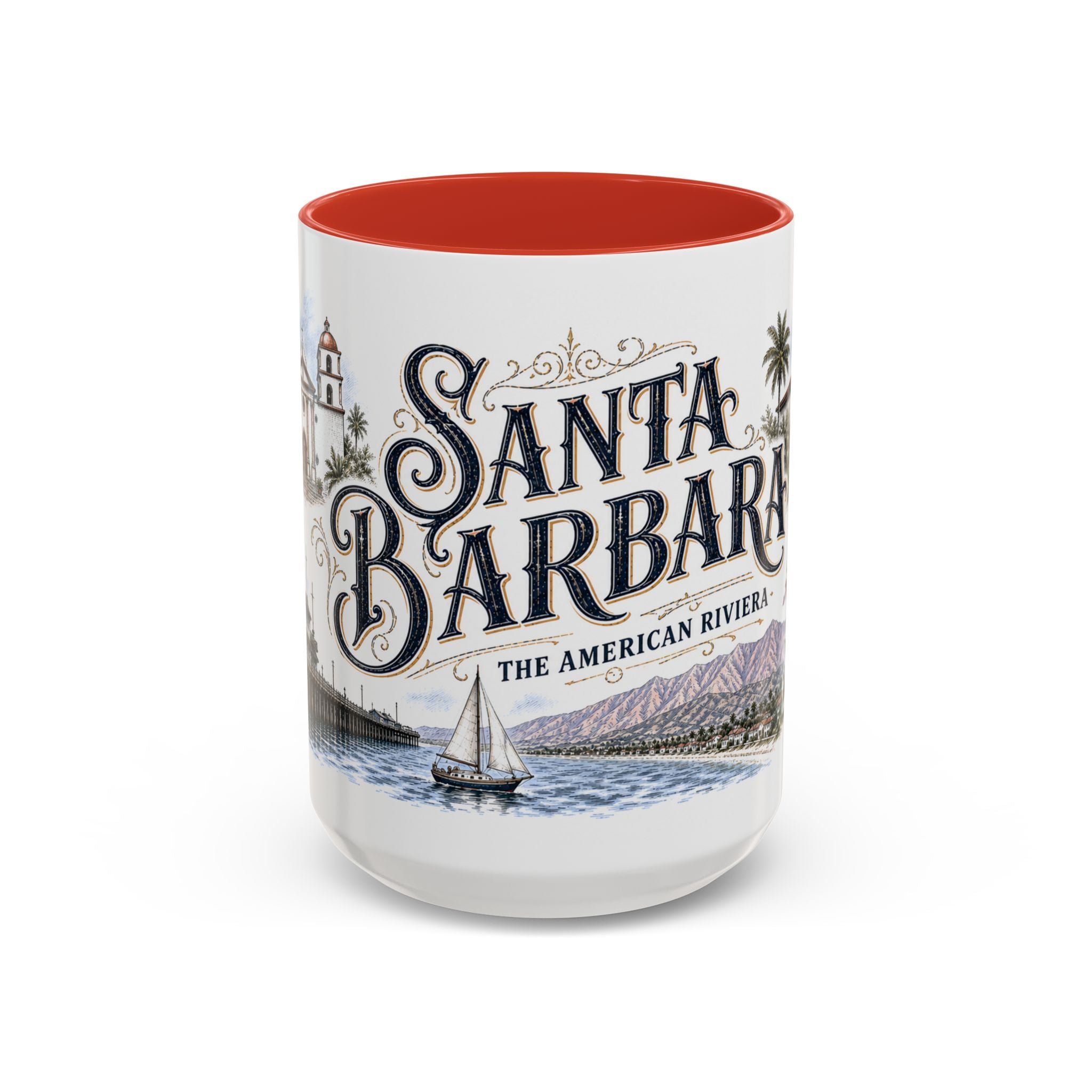 Santa Barbara Coffee Mug | United States Travel Souvenir | Vintage Illustrated City Gift | 11 oz 15 oz Accent Mug