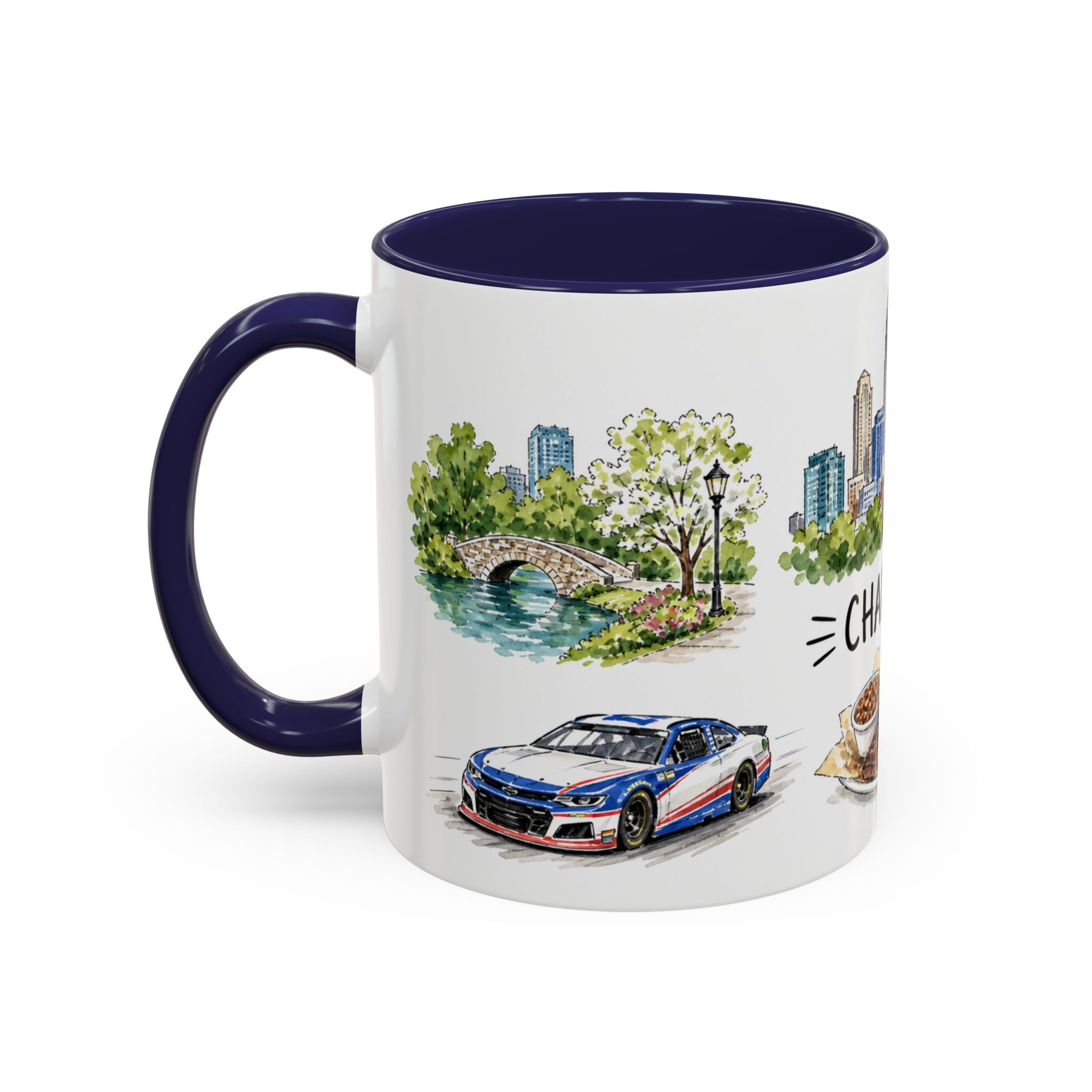 Charlotte Illustrated Travel Mug | City Souvenir Accent Coffee Mug | 11oz 15oz Ceramic Cup