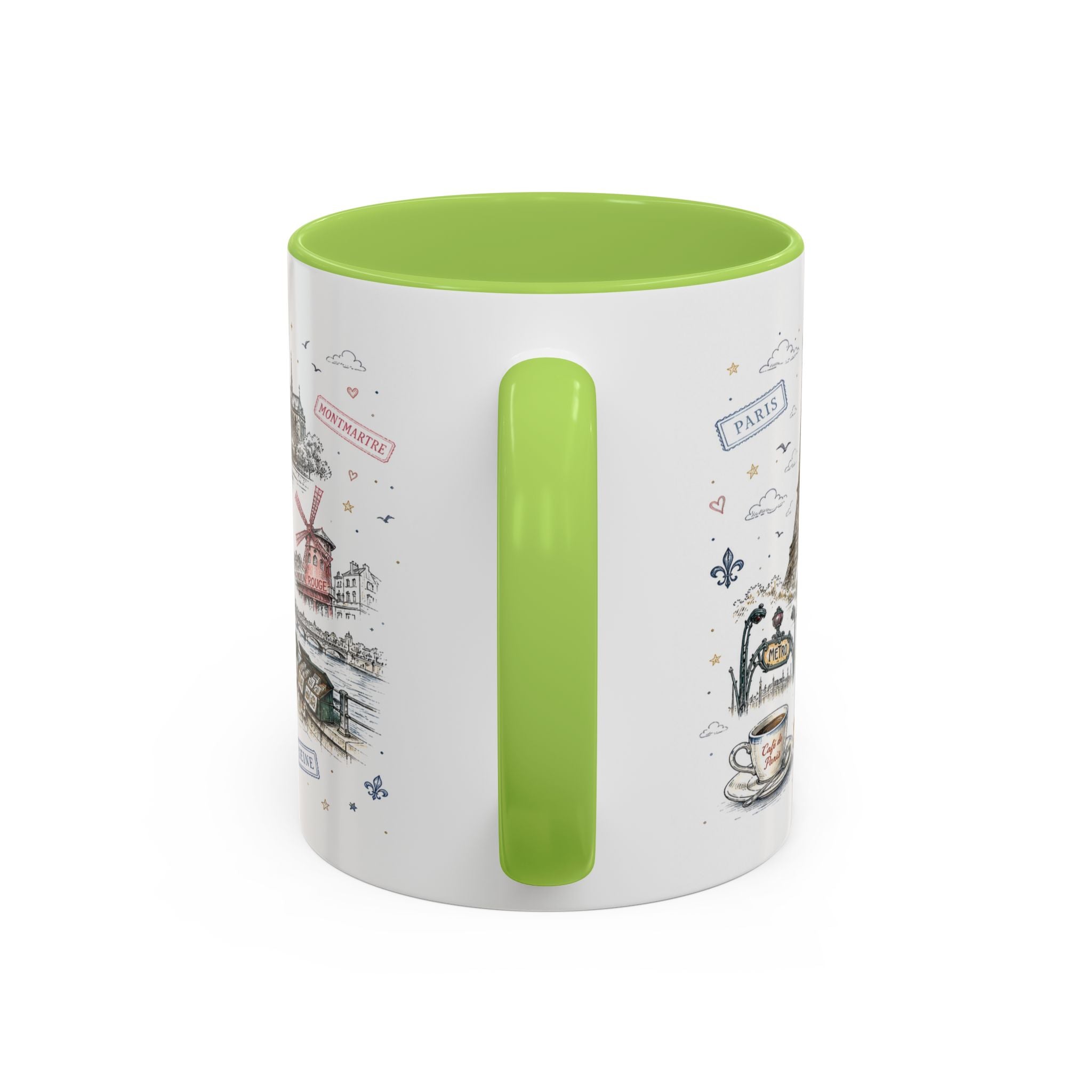 Paris Coffee Mug | France Souvenir Travel Gift | Accent Color Ceramic 11oz 15oz