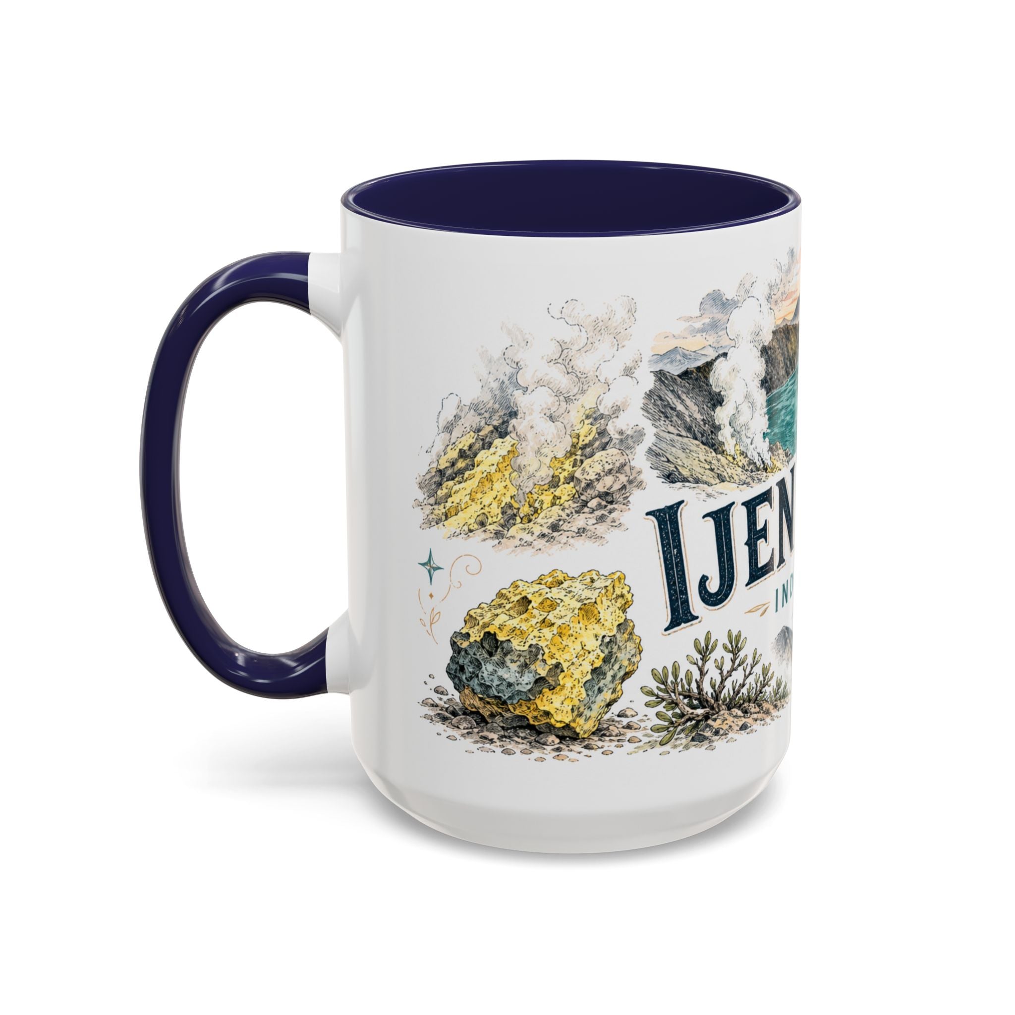 Ijen Crater Mug, Indonesia Travel Souvenir, Bucket List Gift, Accent Ceramic Coffee Mug 11oz 15oz