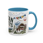 Bhutan Valleys Coffee Mug | Travel Destination Souvenir Gift | Accent Color Ceramic 11oz 15oz