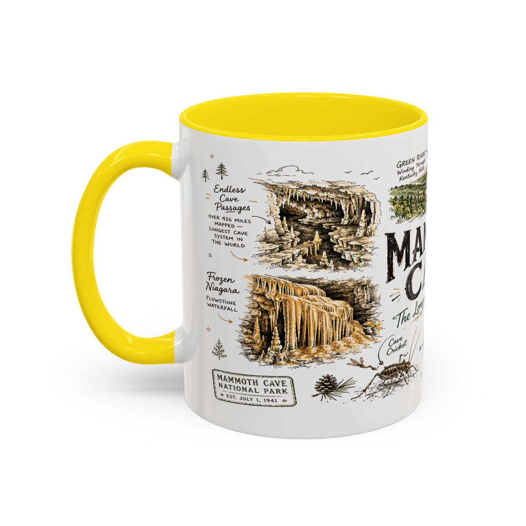 Mammoth Cave National Park Coffee Mug | Kentucky Cave Exploration Hiking Gift | Accent Color Ceramic 11oz 15oz