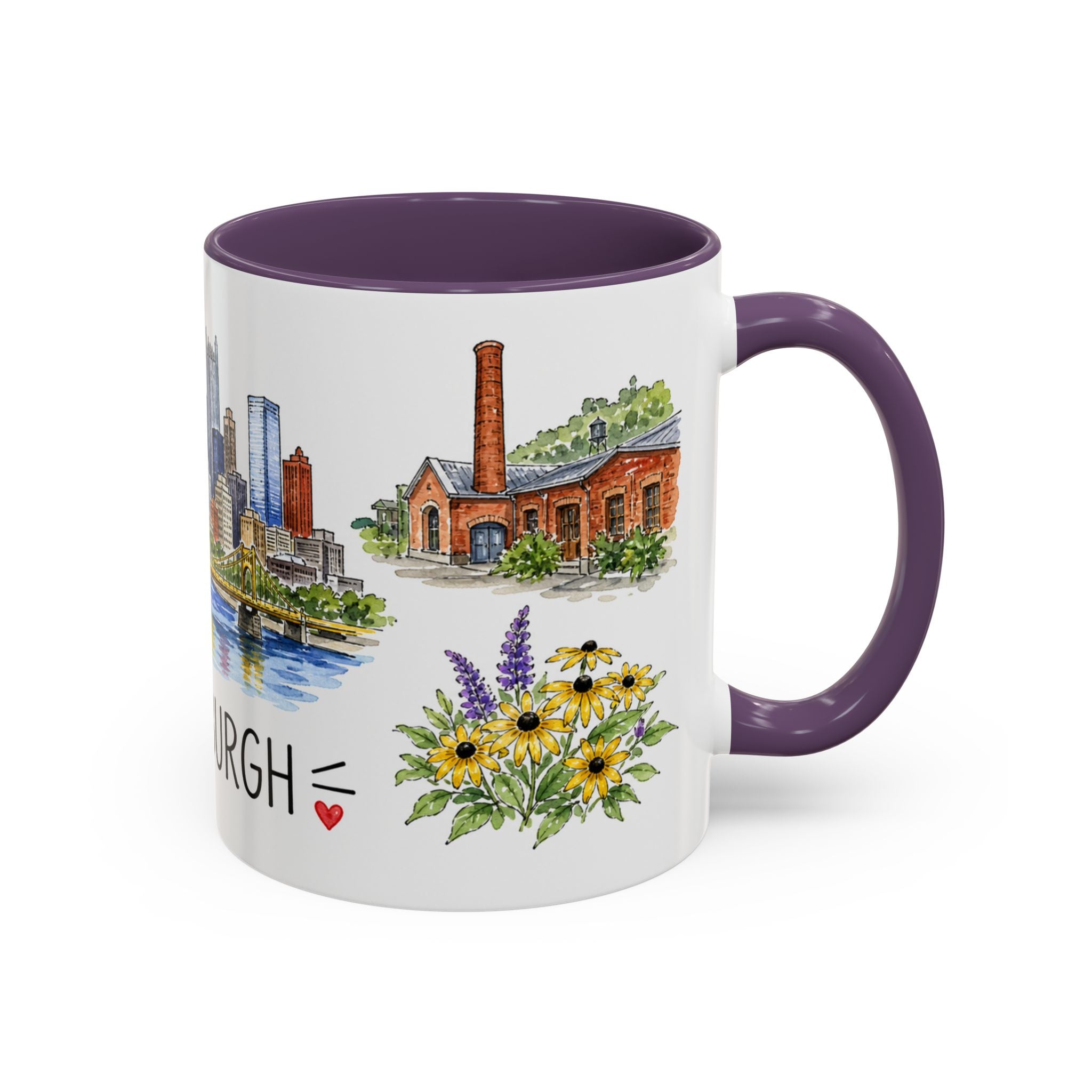Pittsburgh Illustrated Travel Mug | City Souvenir Accent Coffee Mug | 11oz 15oz Ceramic Cup