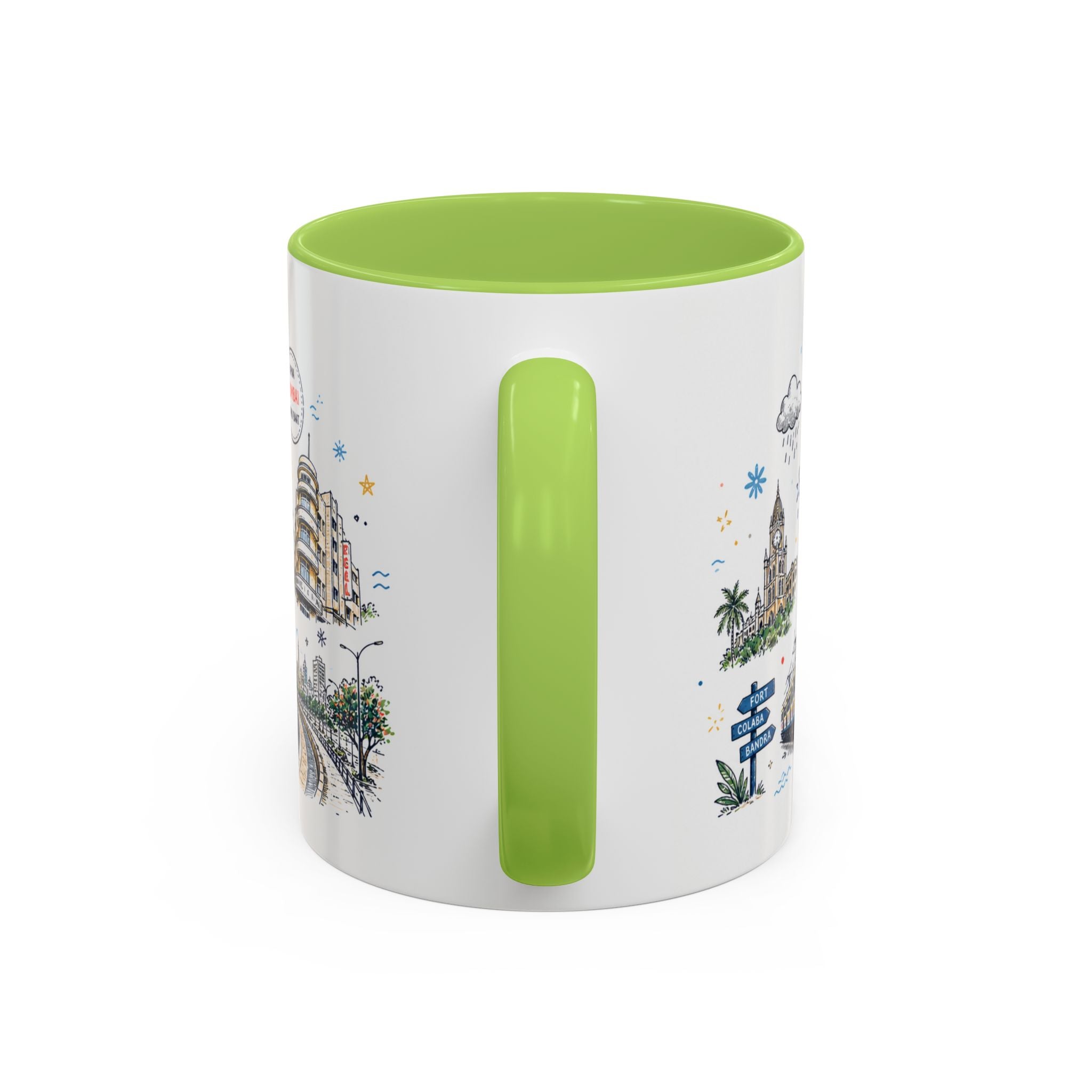 Mumbai Coffee Mug | India Souvenir Travel Gift | Accent Color Ceramic 11oz 15oz