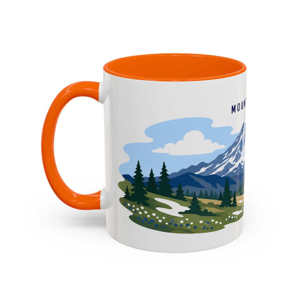 Mount Rainier National Park Coffee Mug | Solid Color Block Park Souvenir | 11oz 15oz Accent Mug