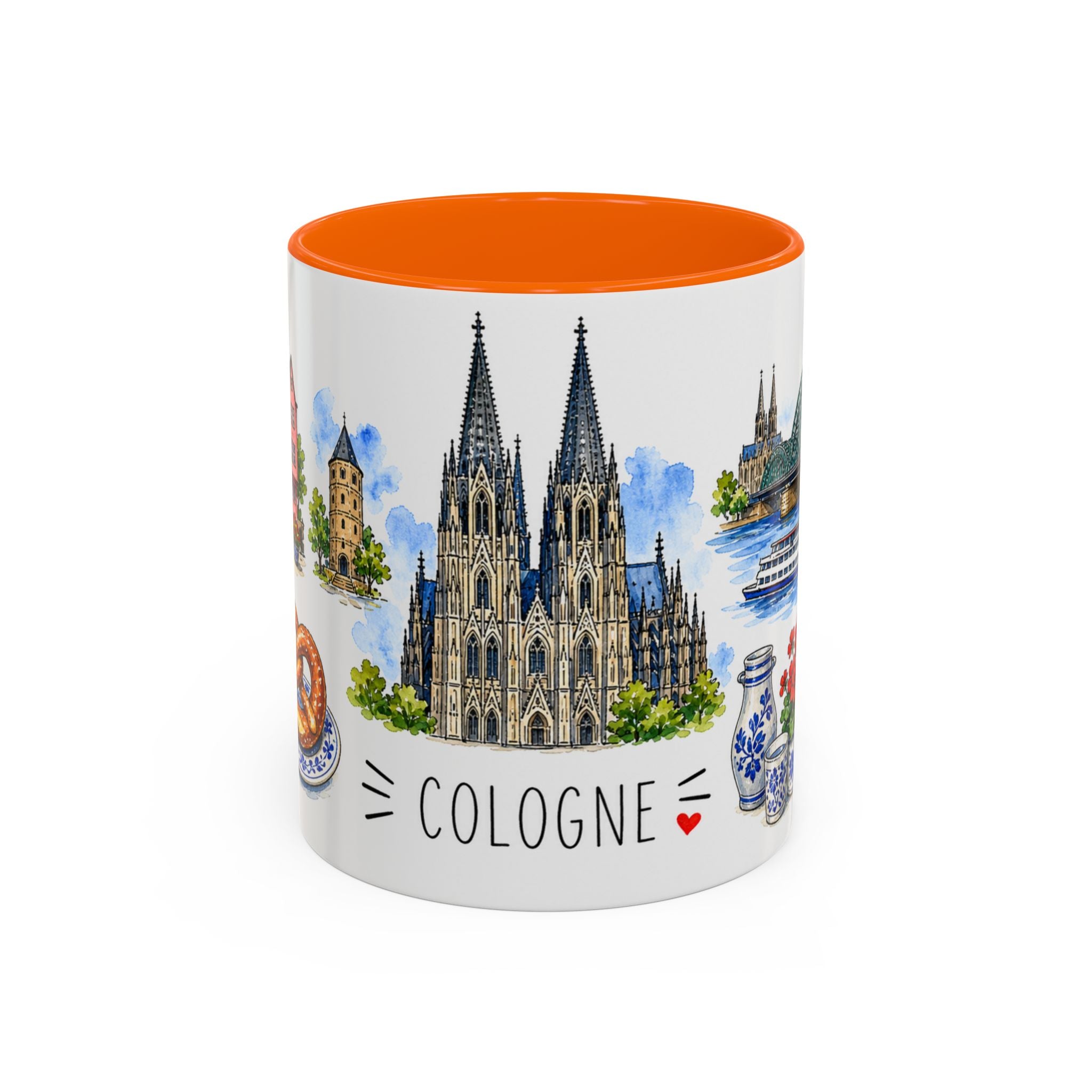 Cologne Illustrated Travel Mug | City Souvenir Accent Coffee Mug | 11oz 15oz Ceramic Cup