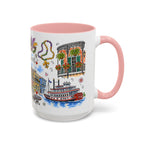 New Orleans Illustrated Travel Mug | City Souvenir Accent Coffee Mug | 11oz 15oz Ceramic Cup