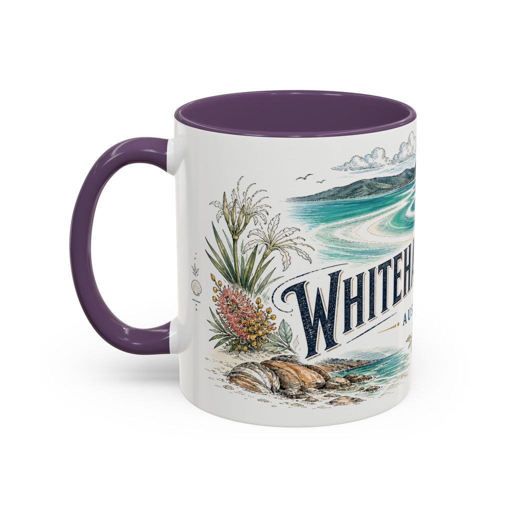 Whitehaven Beach Mug, Australia Travel Souvenir, Bucket List Gift, Accent Ceramic Coffee Mug 11oz 15oz