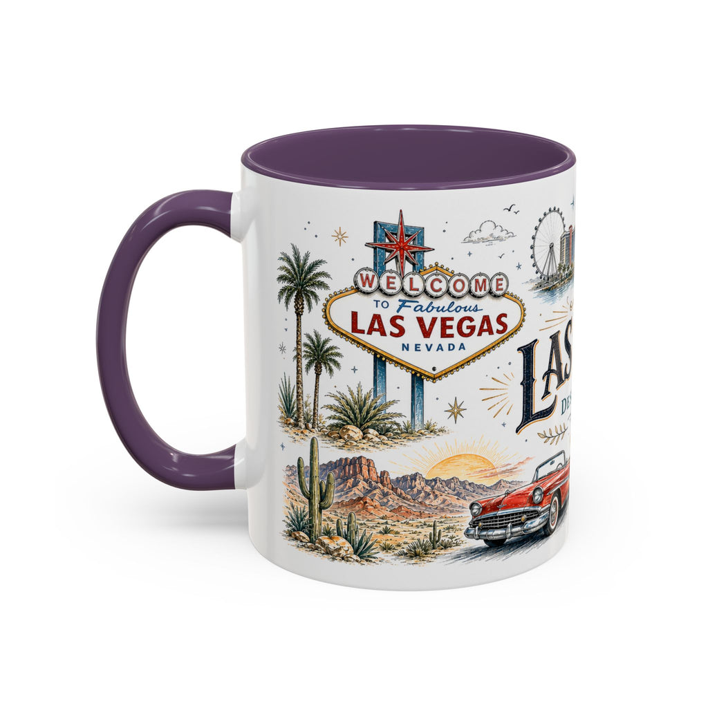 Las Vegas Coffee Mug | United States Travel Souvenir | Vintage Illustrated City Gift | 11 oz 15 oz Accent Mug