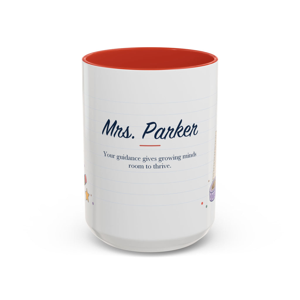Personalized Teacher Mug | Custom Name Notebook Coffee Cup | Back to School Gift 11oz 15oz