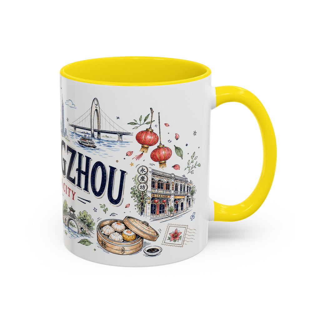 Guangzhou Coffee Mug | China Souvenir Travel Gift | Accent Color Ceramic 11oz 15oz