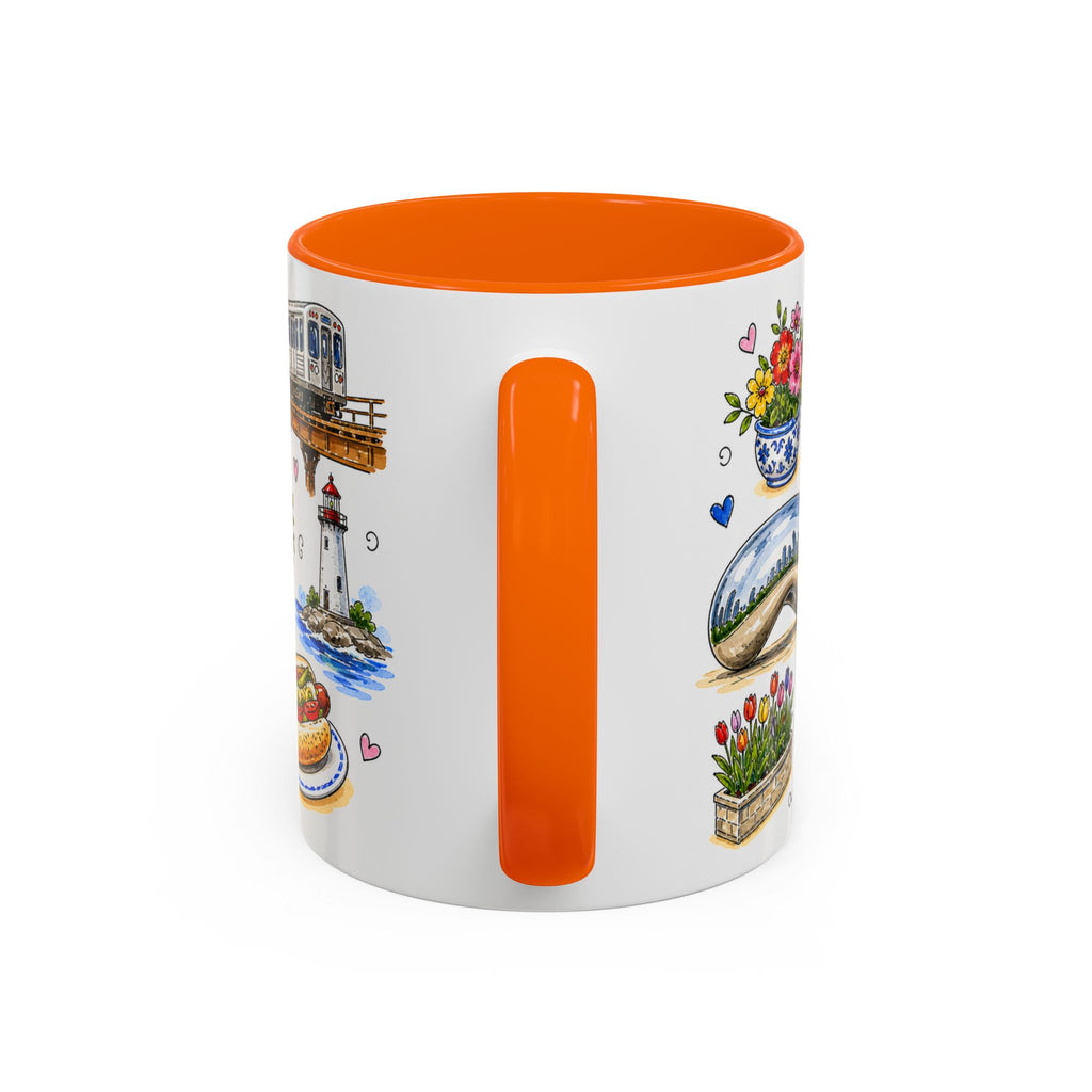 Chicago Illustrated Travel Mug | City Souvenir Accent Coffee Mug | 11oz 15oz Ceramic Cup