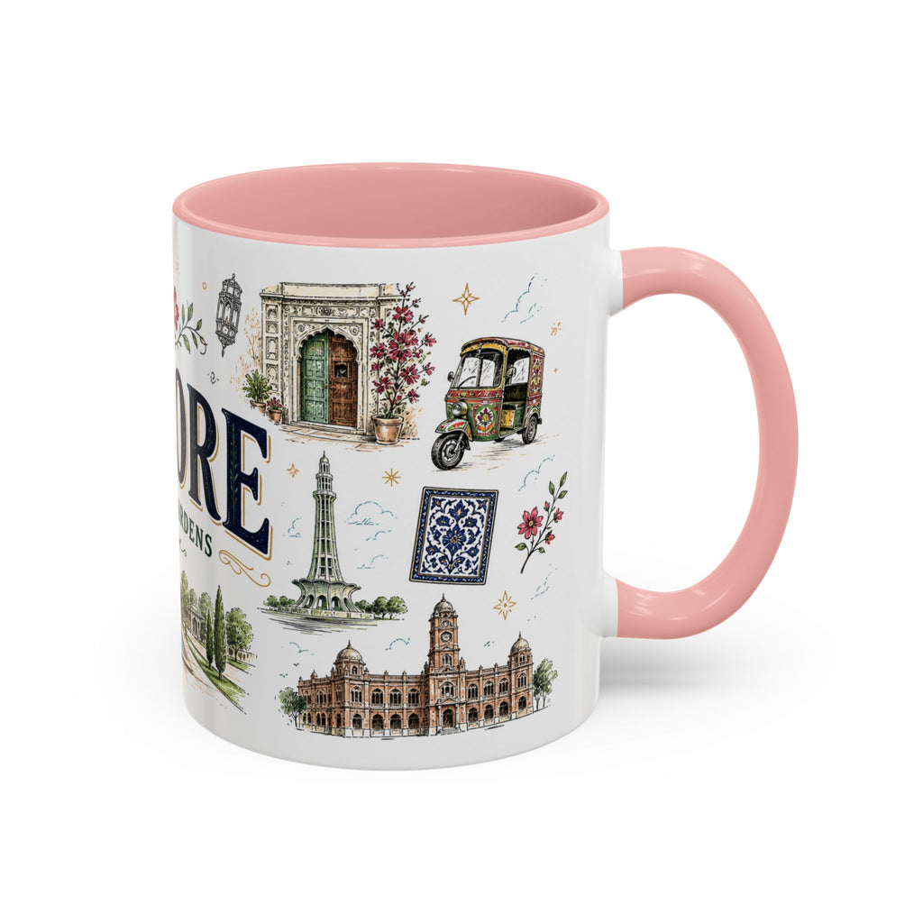 Lahore Coffee Mug | Pakistan Souvenir Travel Gift | Accent Color Ceramic 11oz 15oz