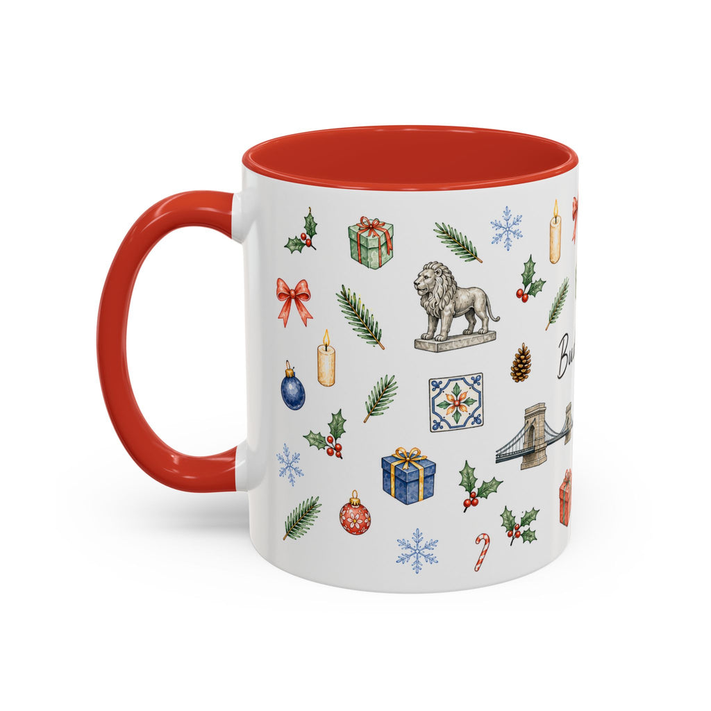 Budapest Christmas Mug | Watercolor City Souvenir | Ceramic Coffee Cup (11oz 15oz)