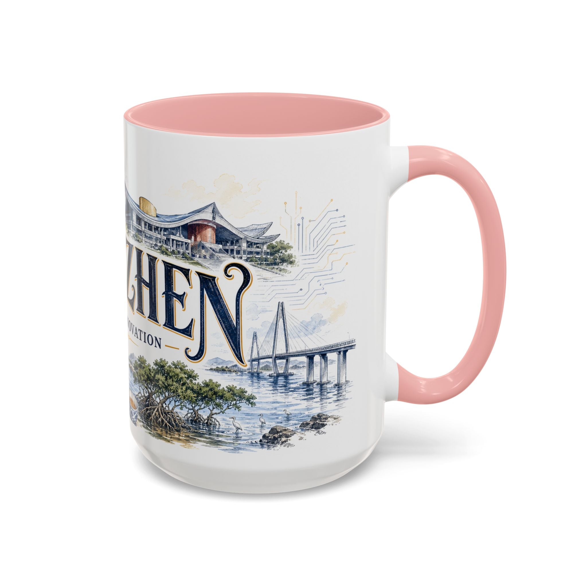 Shenzhen Coffee Mug | China Travel Souvenir | Vintage Illustrated City Gift | 11 oz 15 oz Accent Mug