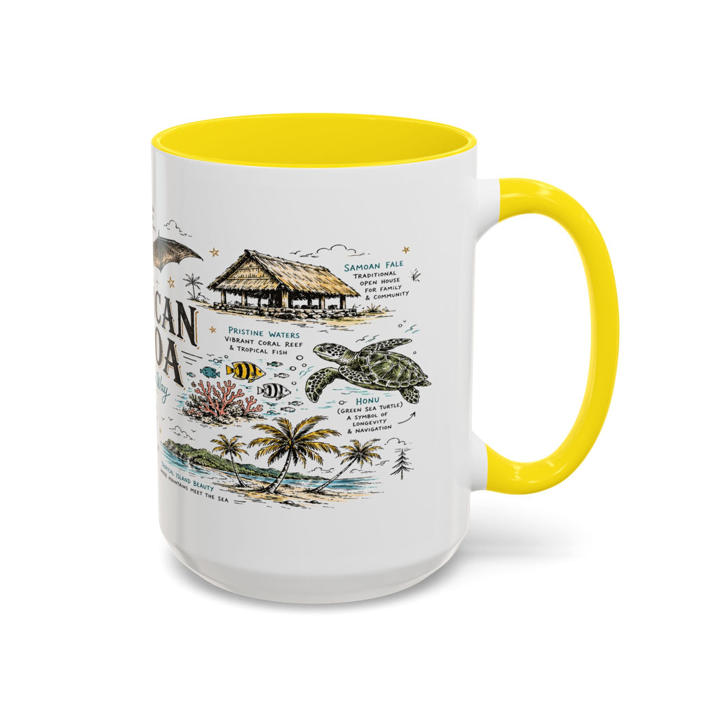 American Samoa National Park Coffee Mug | Pacific Island Rainforest Reef Gift | Accent Color Ceramic 11oz 15oz