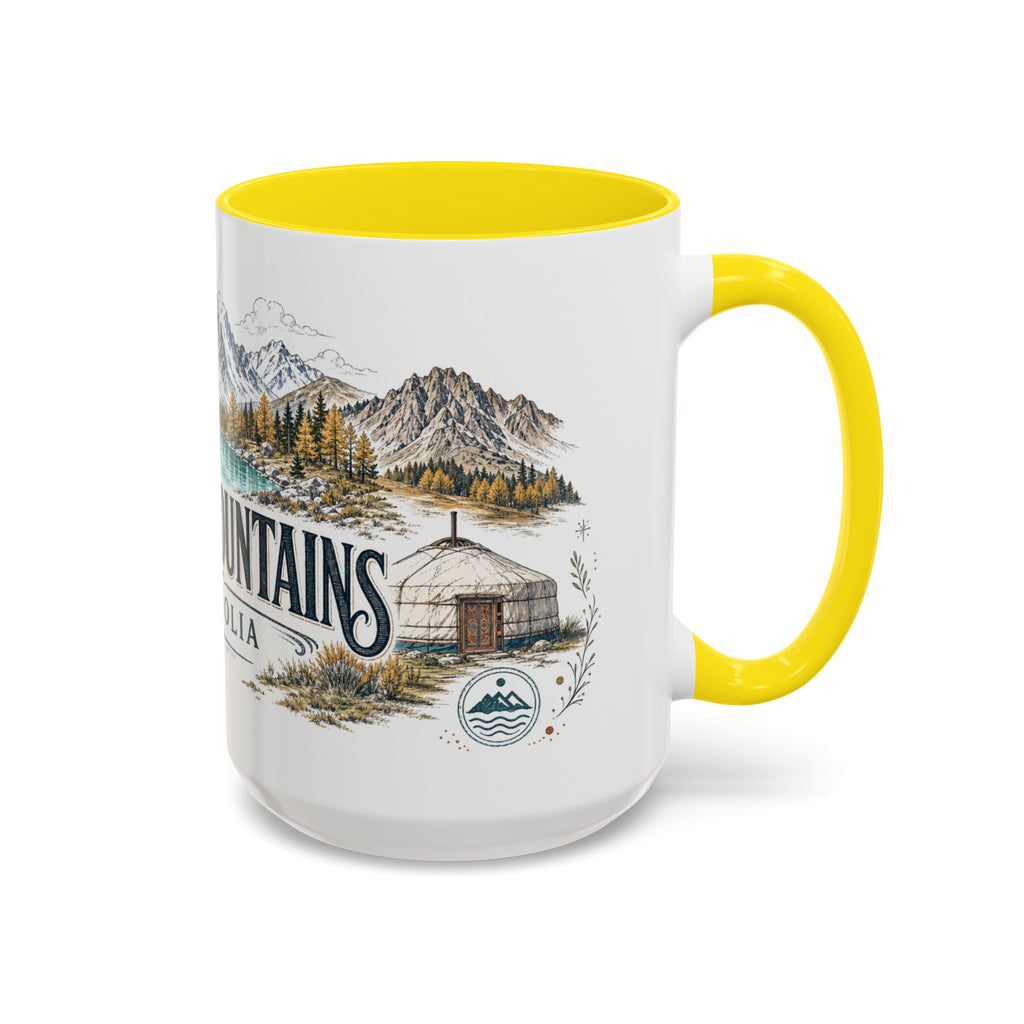 Altai Mountains Mug, Mongolia Travel Souvenir, Bucket List Gift, Accent Ceramic Coffee Mug 11oz 15oz