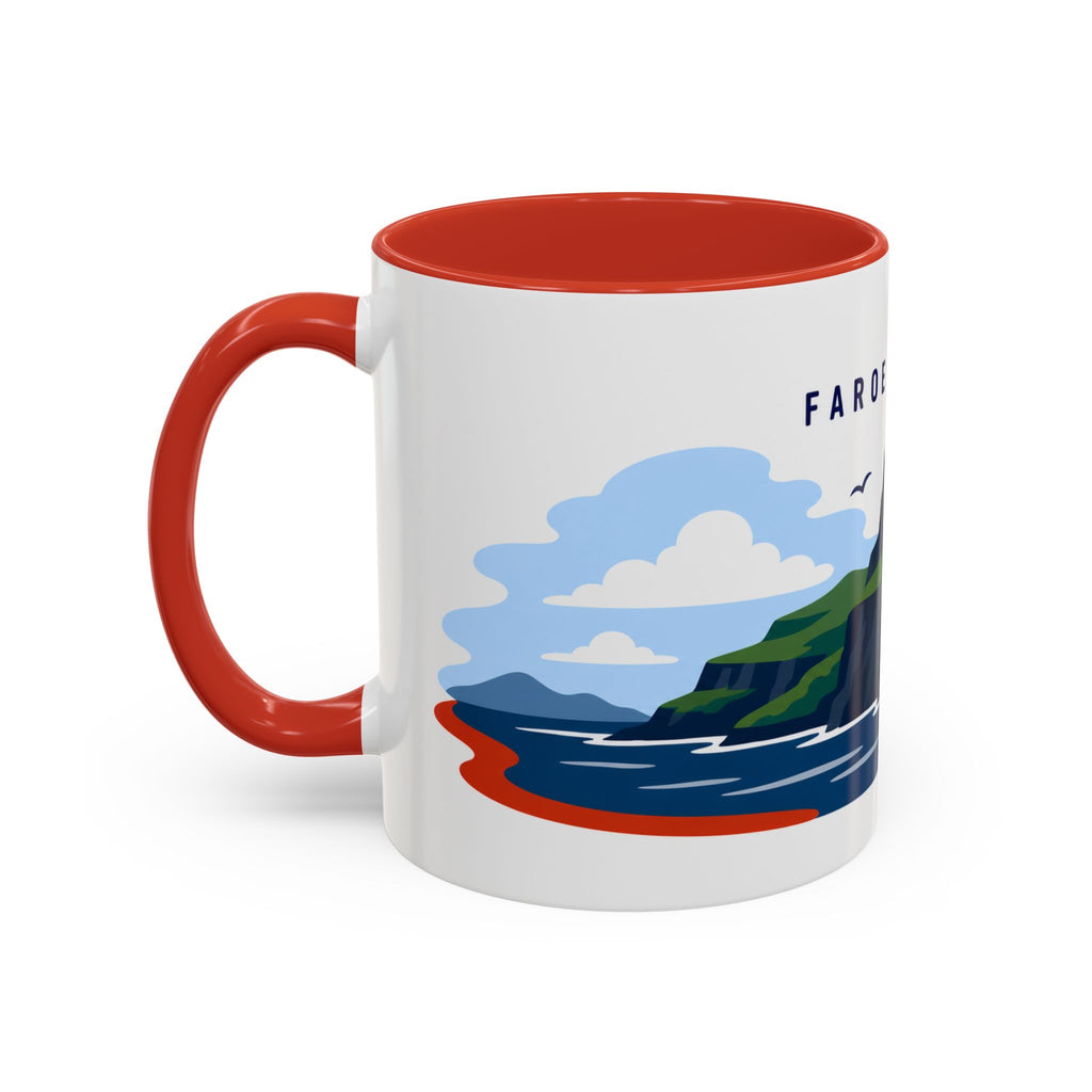 Faroe Islands Coffee Mug | Travel Destination Souvenir Gift | Accent Color Ceramic 11oz 15oz