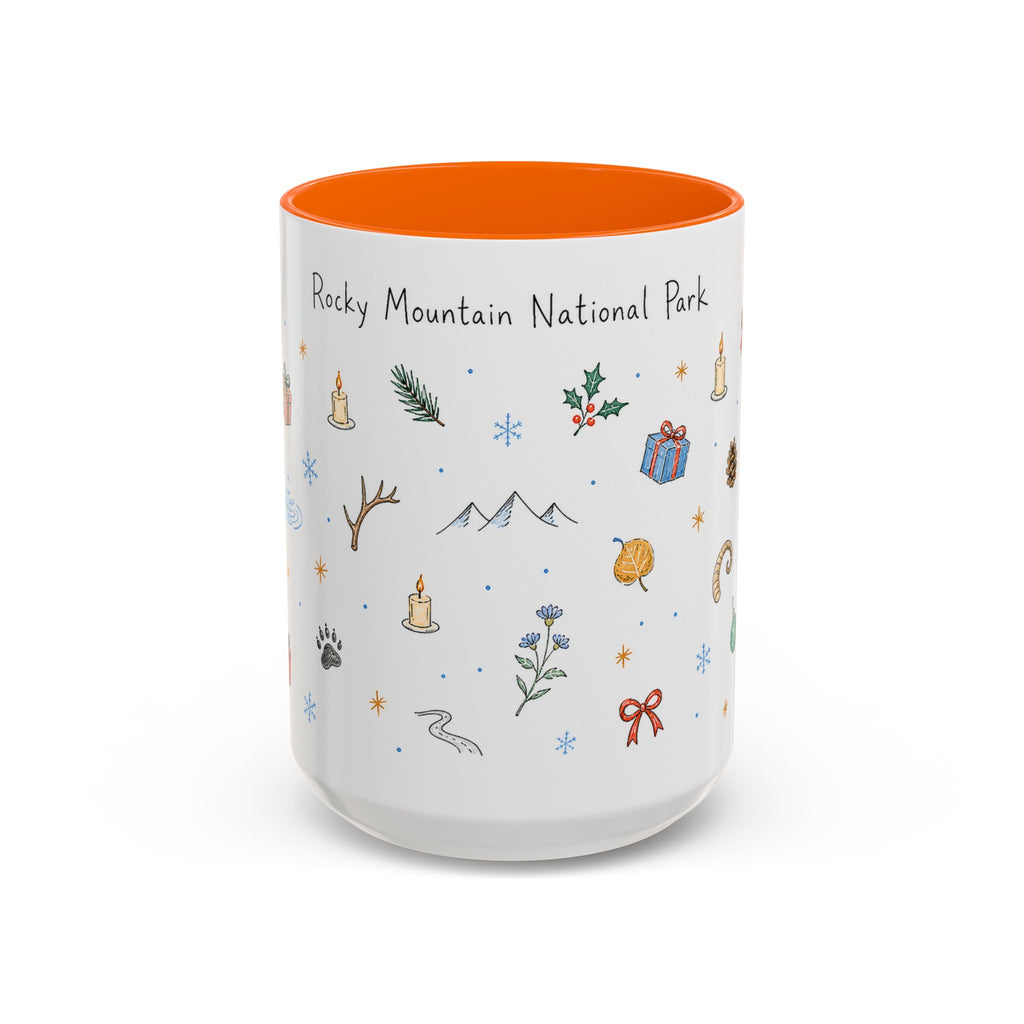 Rocky Mountain National Park Christmas Mug | Watercolor Travel Souvenir | Holiday Gift | Accent Ceramic Coffee Cup 11oz 15oz