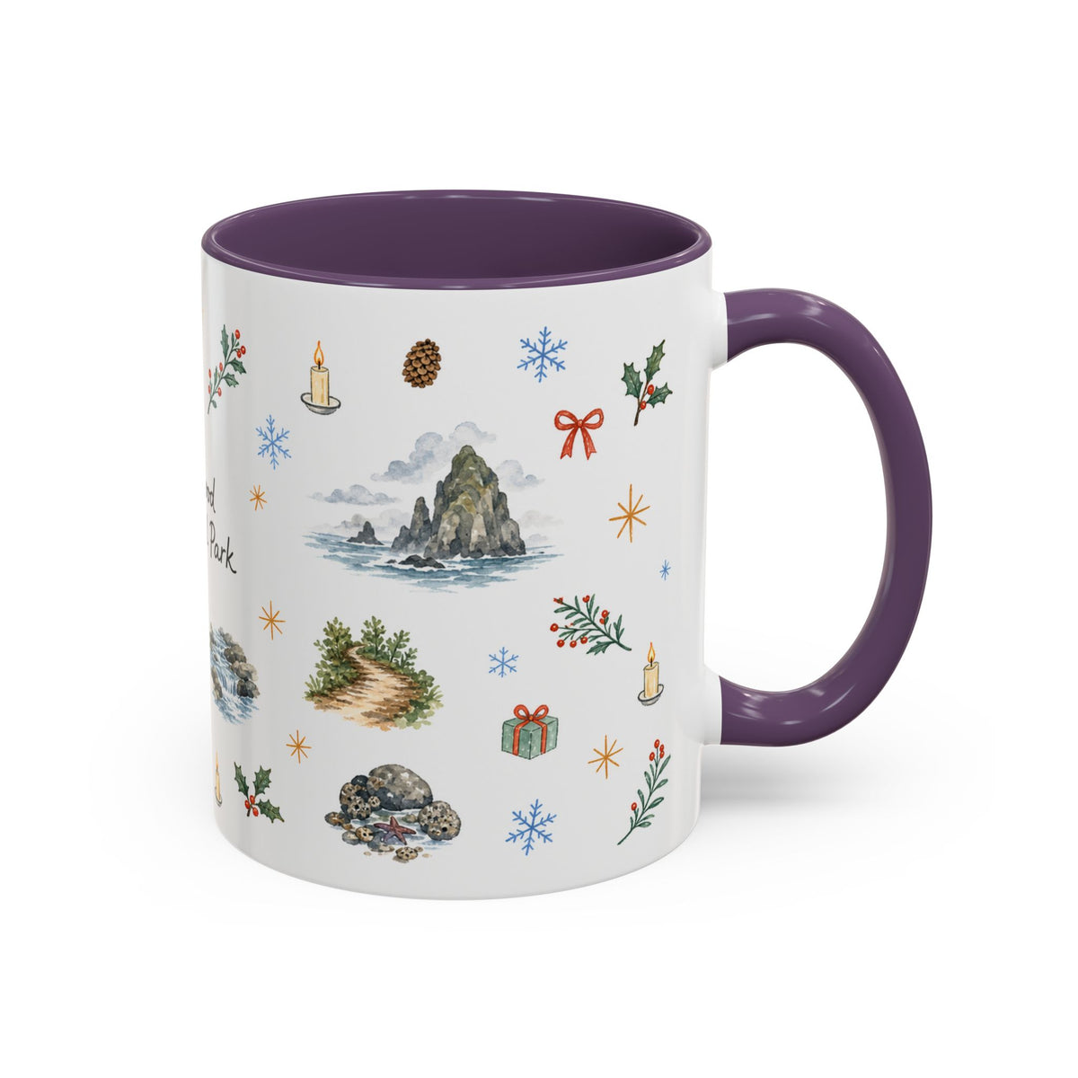 Redwood National Park Christmas Mug | Watercolor Travel Souvenir | Holiday Gift | Accent Ceramic Coffee Cup 11oz 15oz